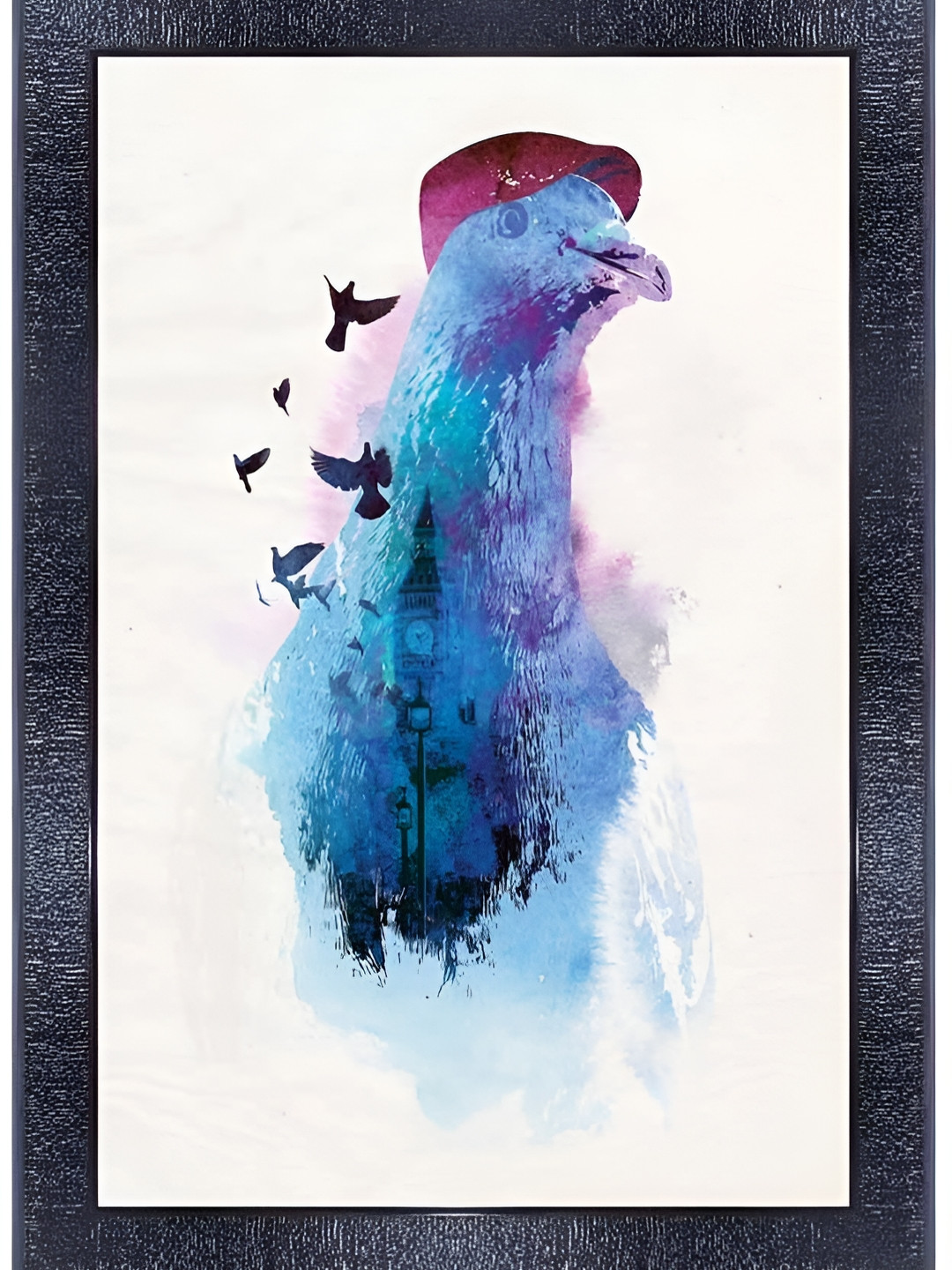 PnF Black & White Wooden Bird Wall Painting