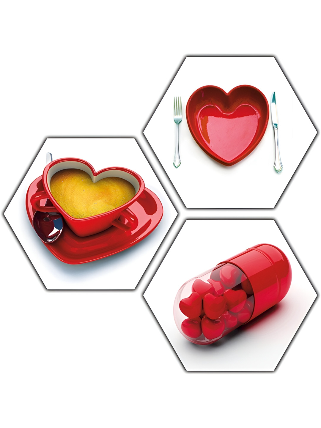 PnF Wood 3 Piece Wall Hexagon Paintings Wall Art -79-9x12 In