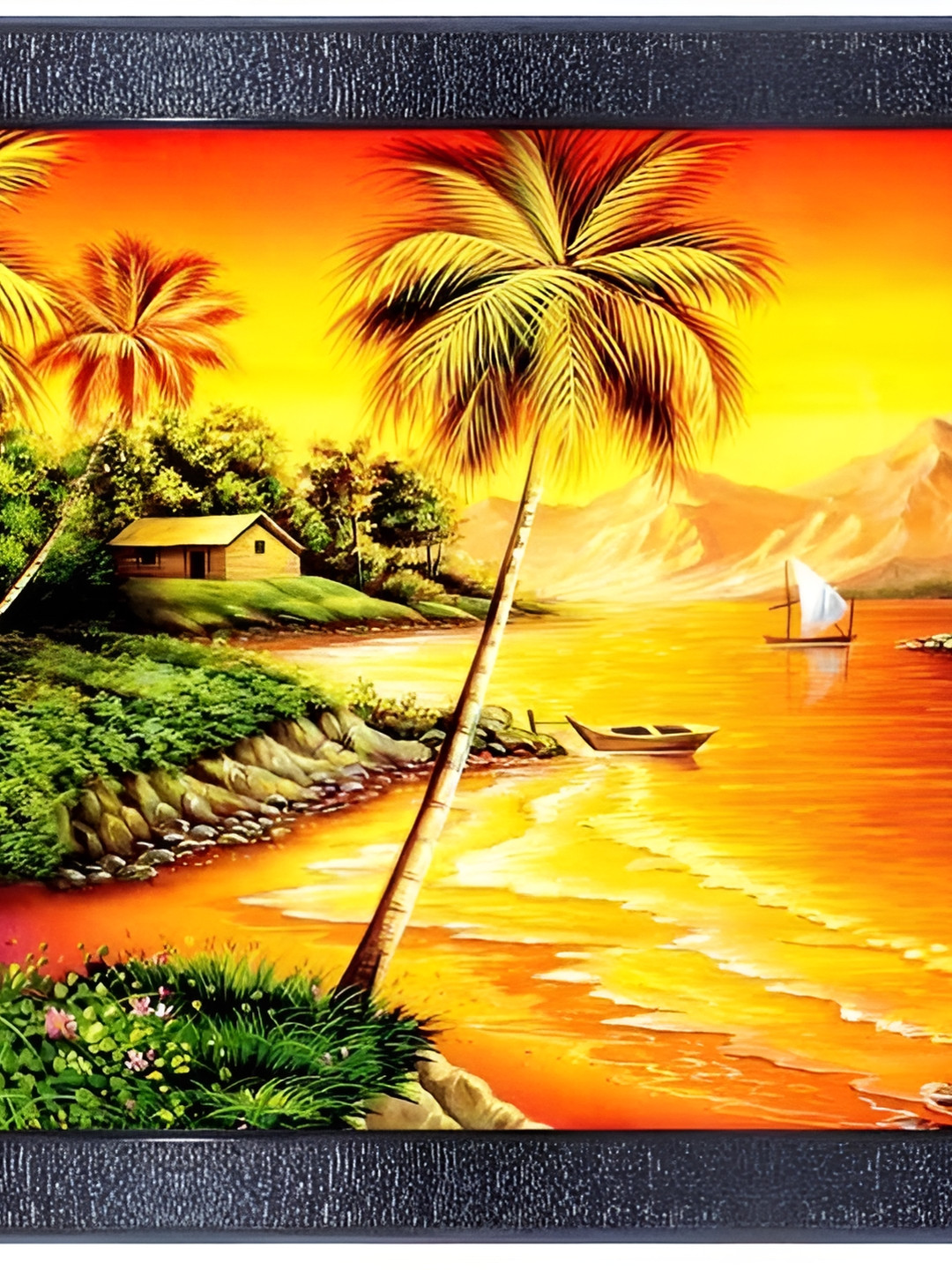 PnF Black & Orange Wooden Floral and Botanical Wall Art