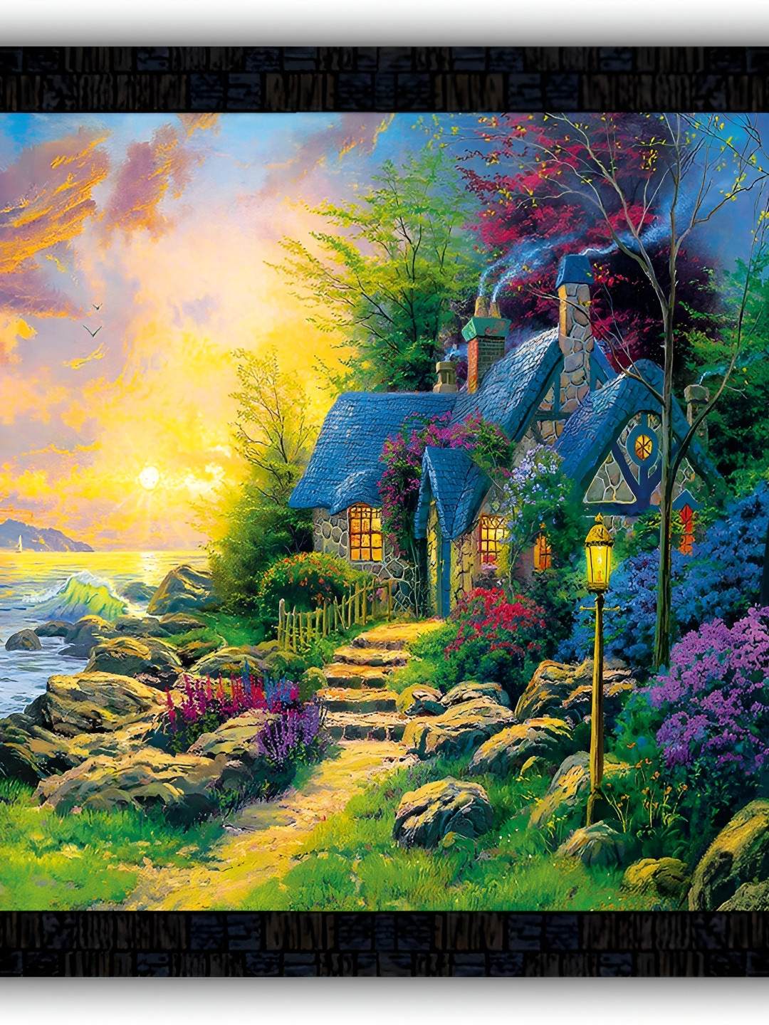 PnF Black Paper Wall Living Room Square Potrait Paintings Wall Art -14 x 14In