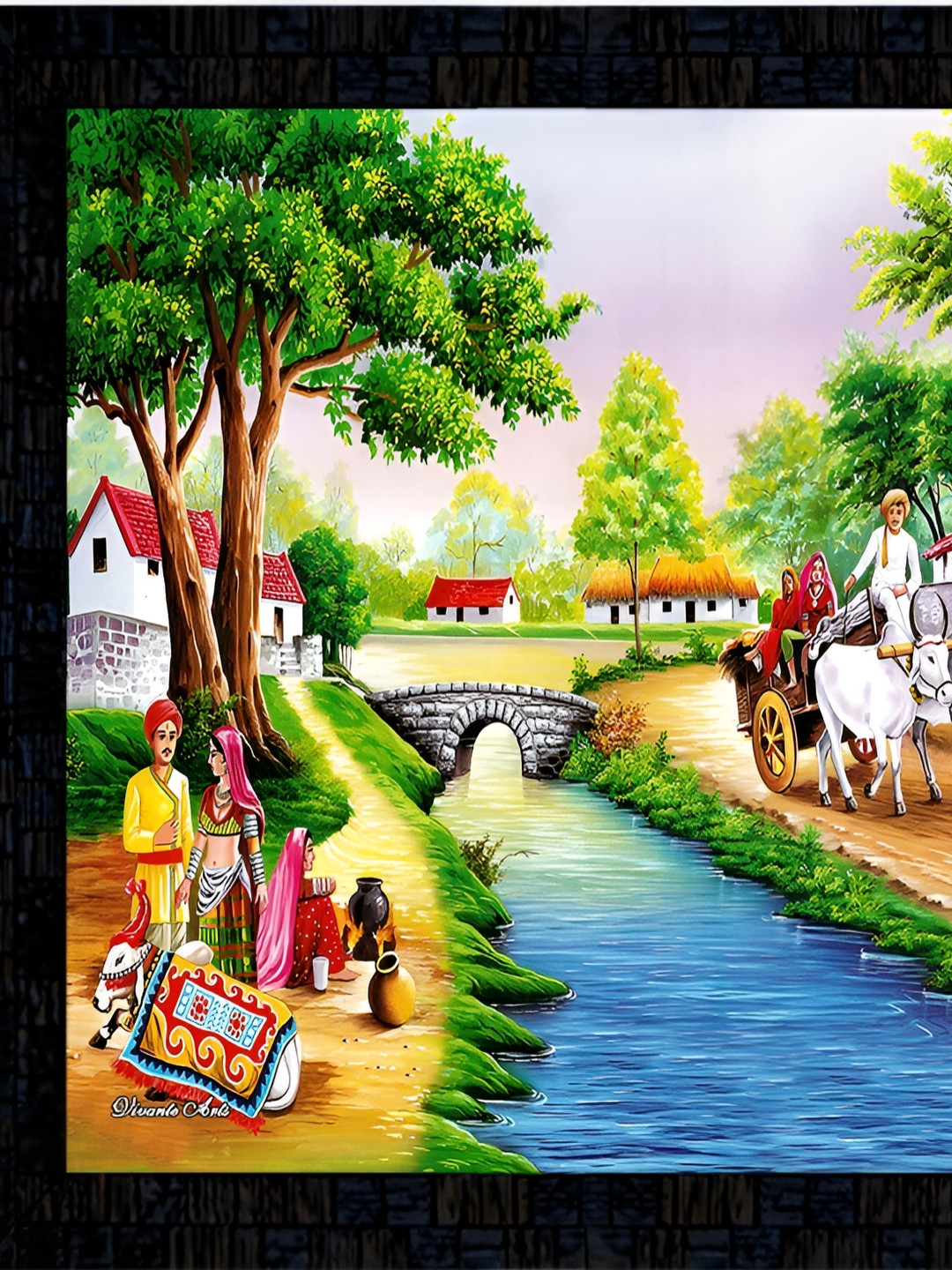 PnF Green Paper Wall Living Room Square Potrait Paintings Wall Art -13 x 13In