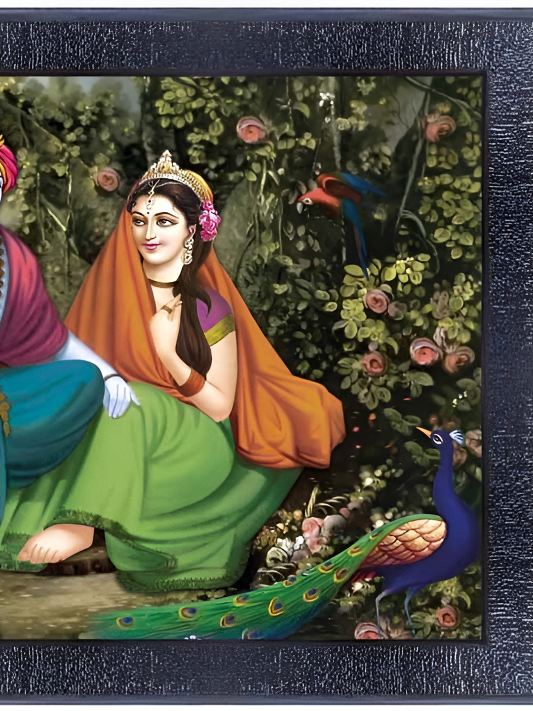 PnF Radha Krishna Wood Wall Rectangle Photographs Wall Art - 10 x 14In