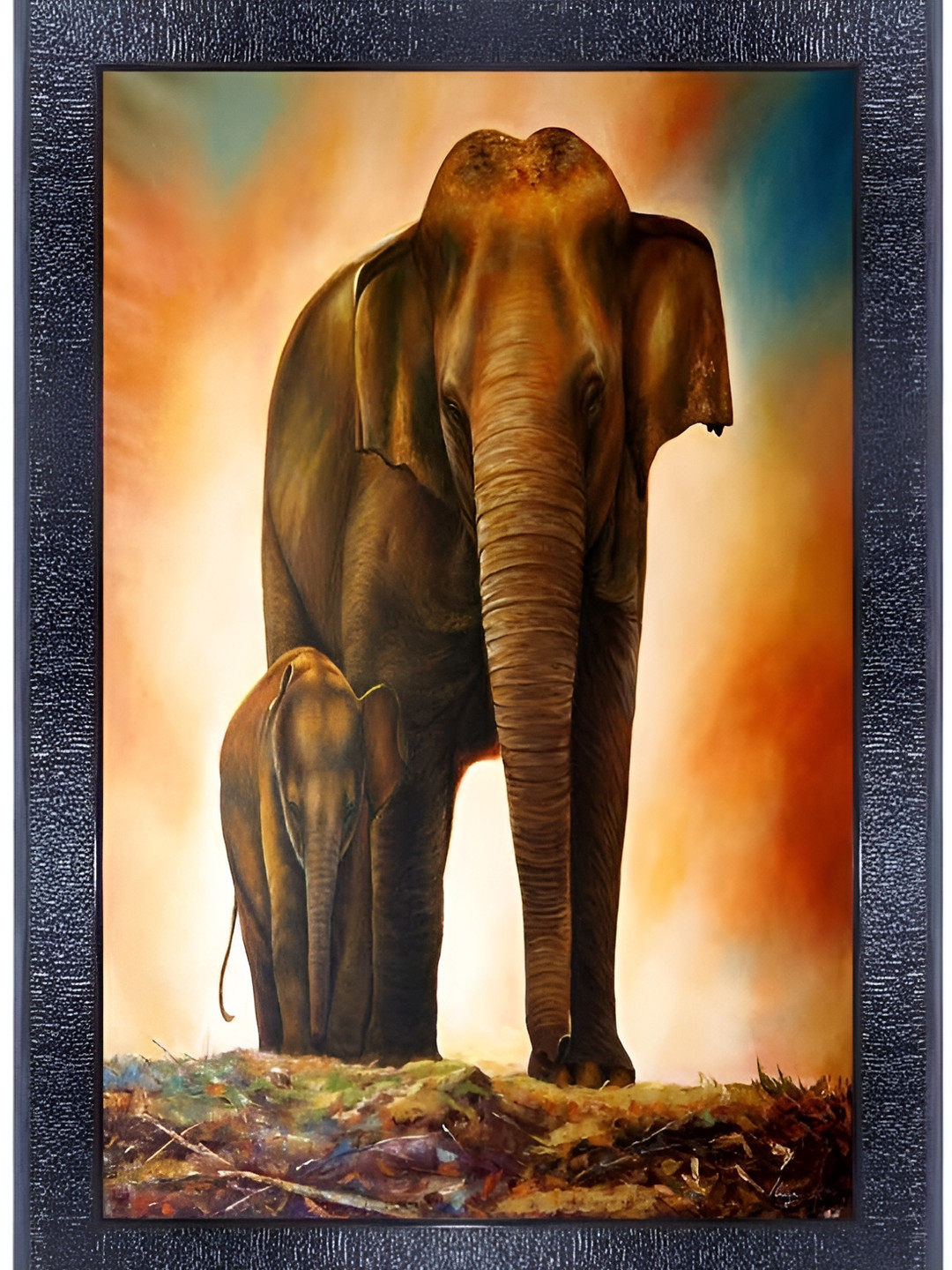 PnF Black & Orange Birds and Animals Wooden Painting Wall Art