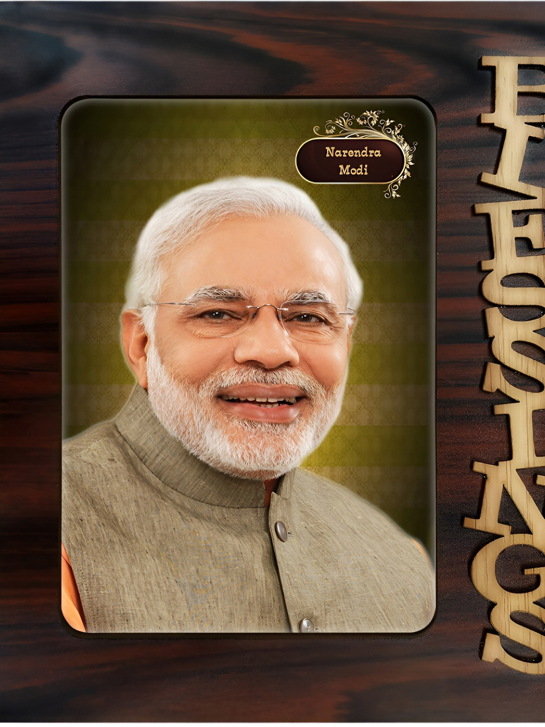 PnF Brown Self Design Wooden Table Photo Frames