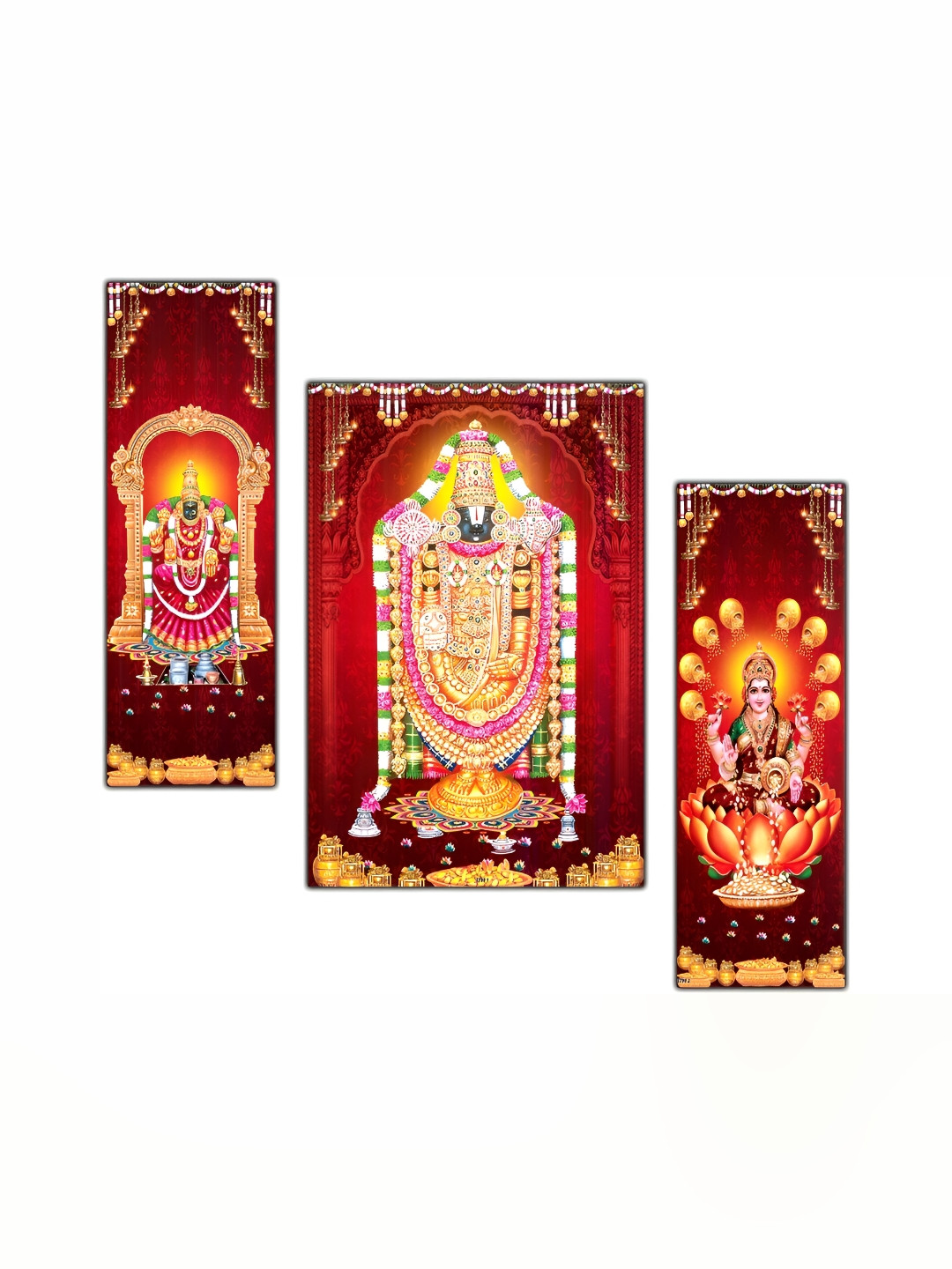 PnF Red & Yellow 3 Pieces Religious Wall Arts
