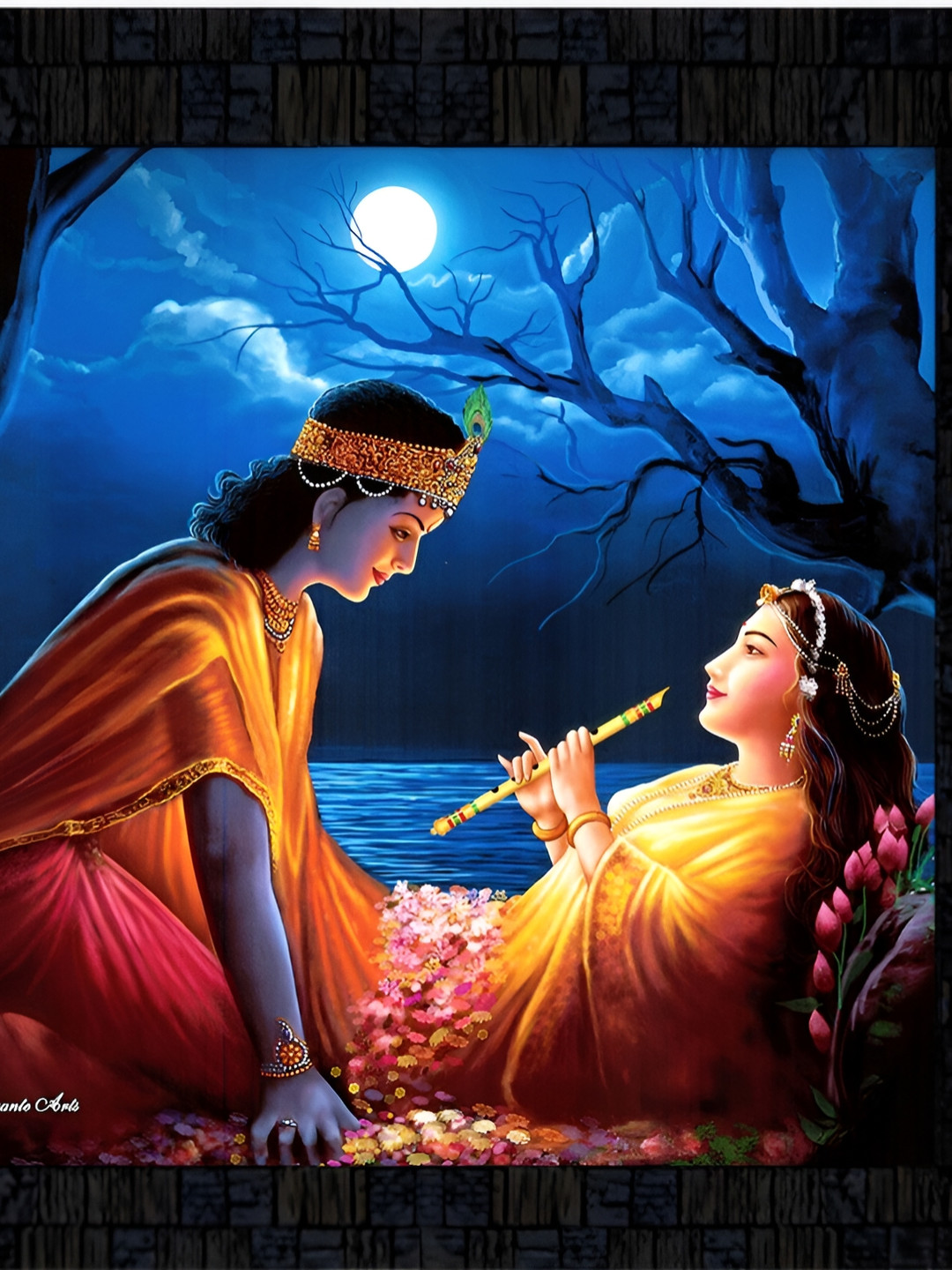 PnF Black & Blue Paper Square Religious Wall Painting