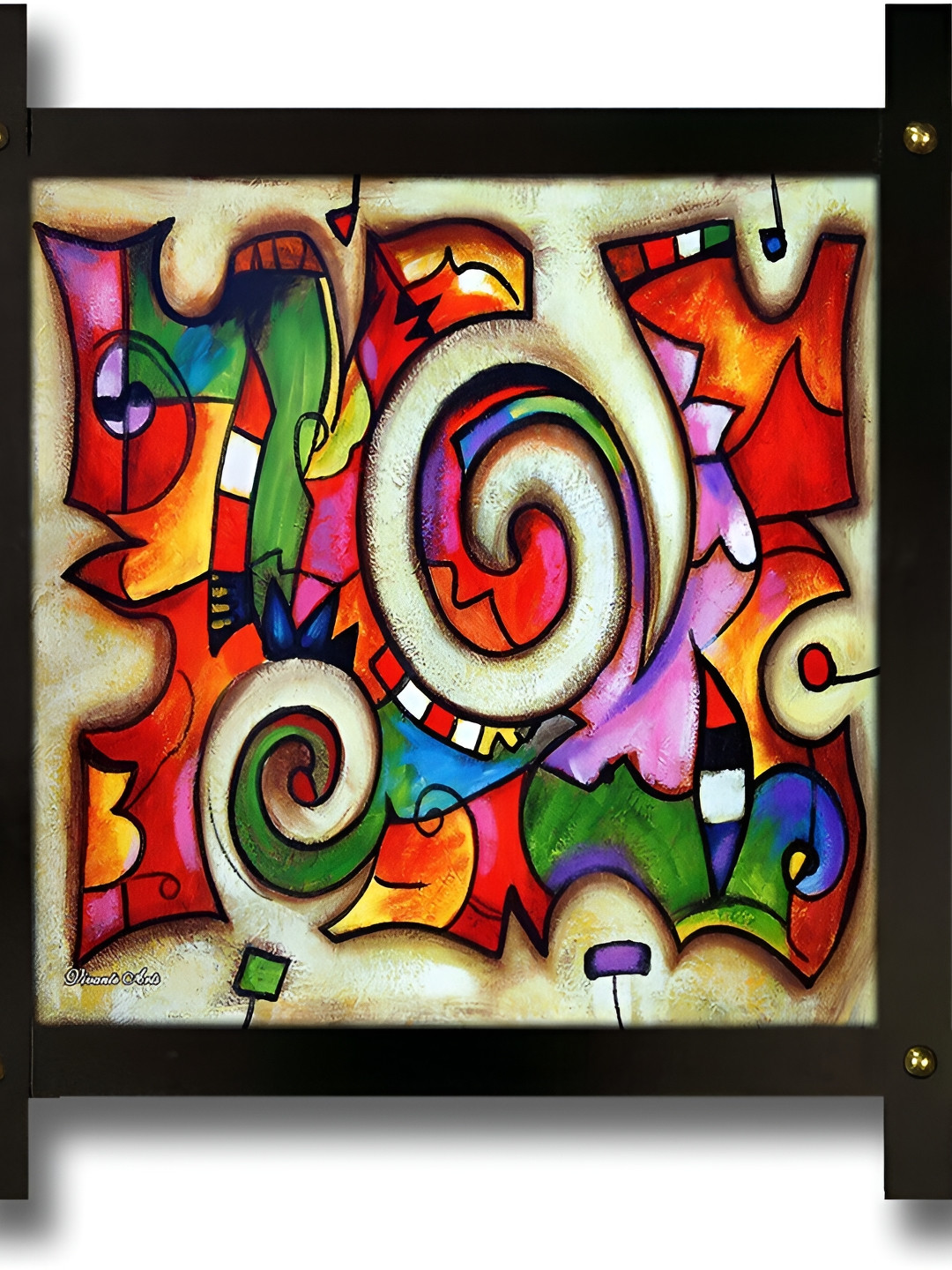 PnF Black & Green Wooden Abstract Paintings Wall Art
