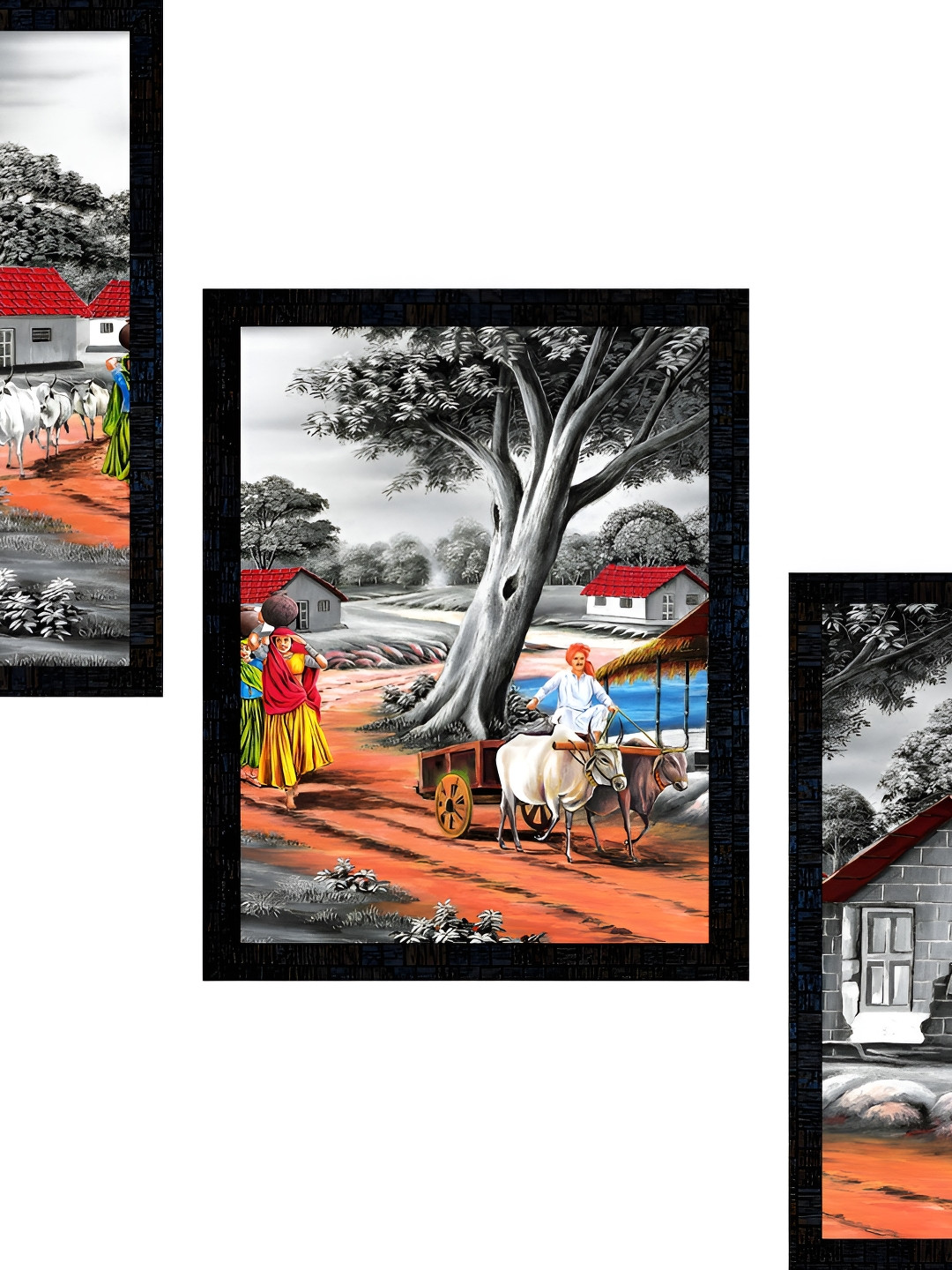 PnF Charcoal & Rust 3 Pieces Wood Floral and Botanical Wall Art