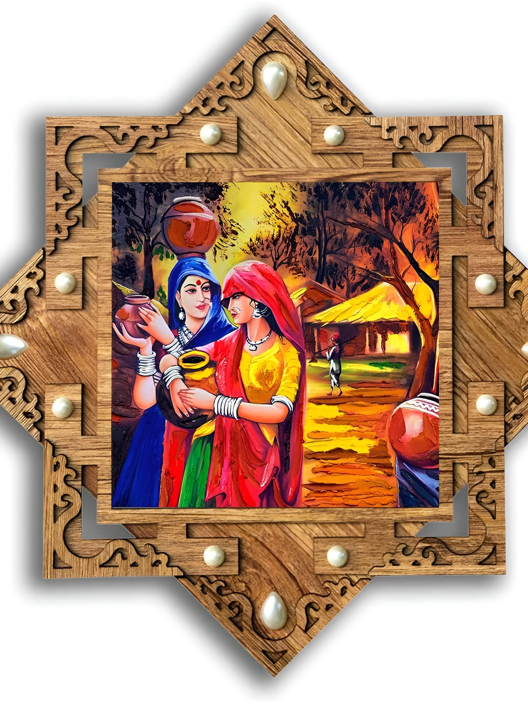PnF Brown & Red Synthetic Wood Painting Wall Art