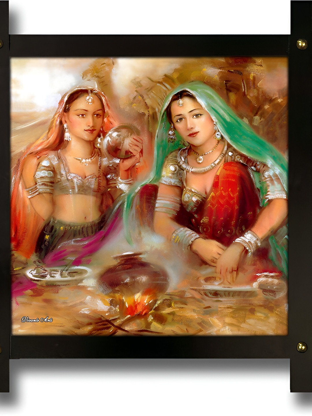 PnF Red Wood Wall Living Room Square Potrait Paintings Wall Art -16.54 x 16.54In