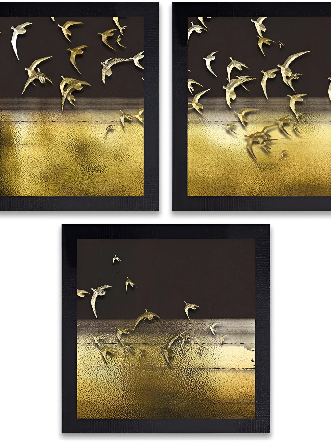 PnF Black & Beige 3 Pieces Birds and Animals Wall Arts