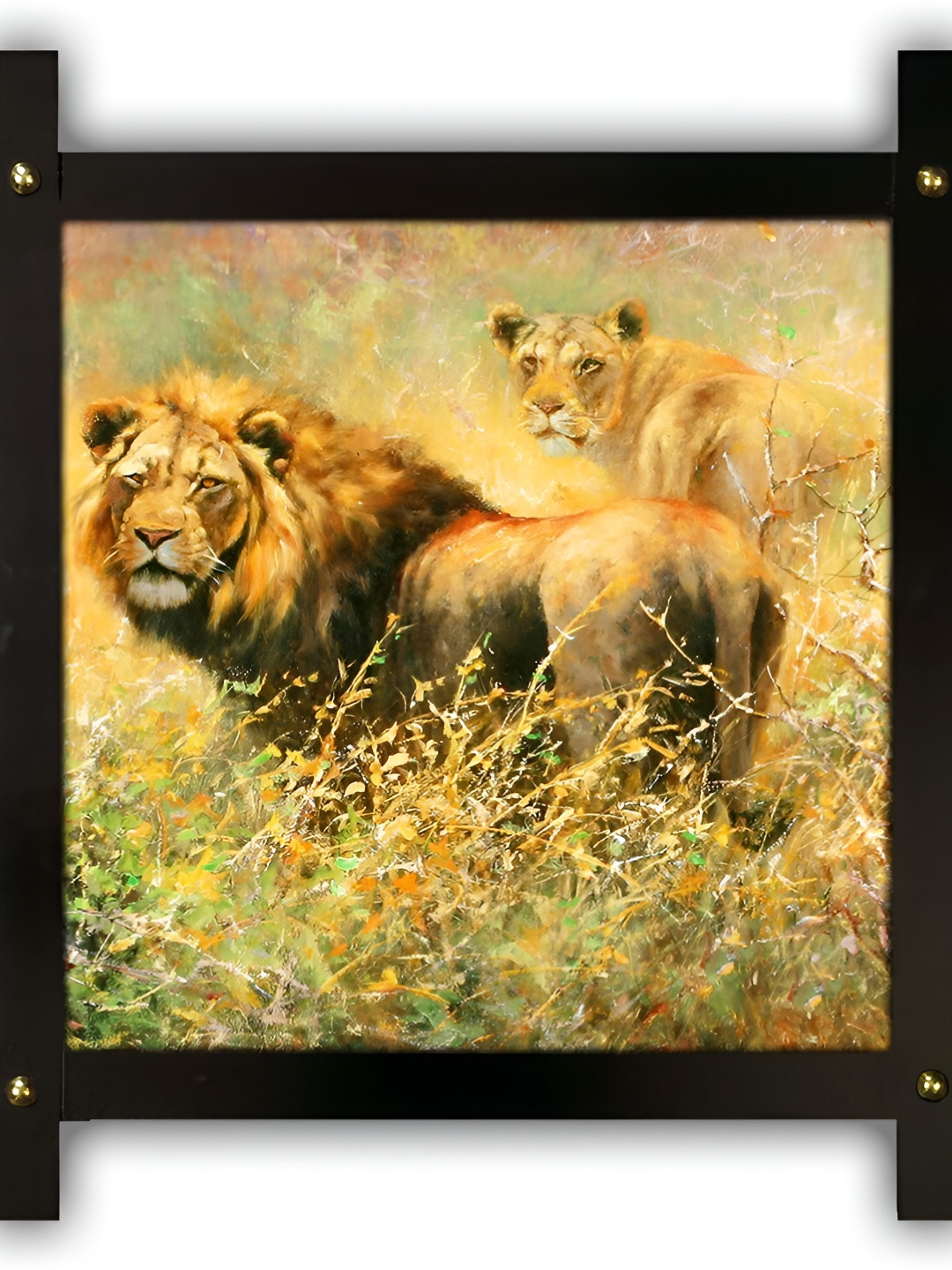 PnF Black & Orange Wooden Birds and Animals Painting Wall Art