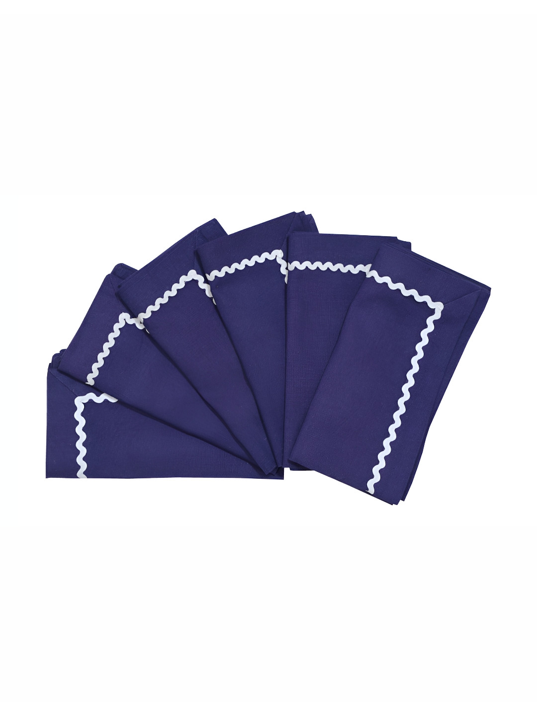 FOVEROS 6 Pieces Blue Cotton Dinner Table Napkins