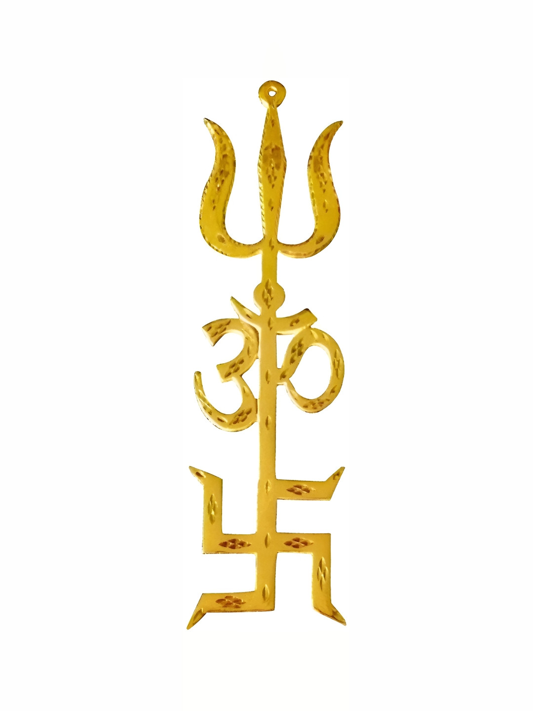 Navyaksh Trishakti Trishul Gold Brass Metallic Prayer Room Small Showpiece -