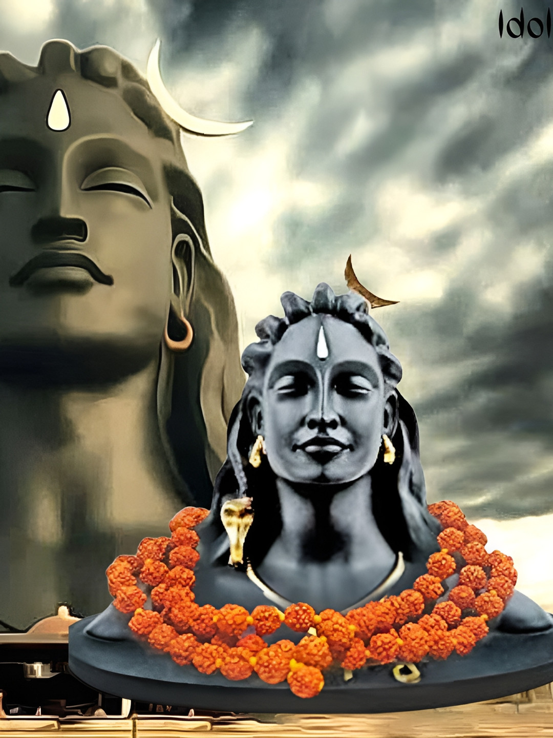 Navyaksh Yogi with Rudraksha Mala Black Metal Matte Living Room Set of 4 Small Showpieces -