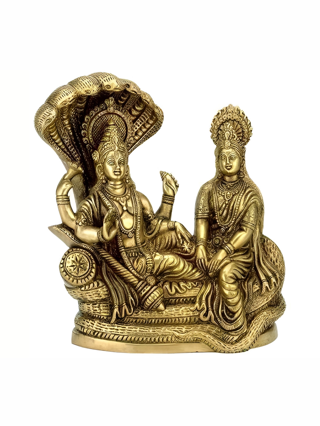 Navyaksh Vishnu Laxmi Gold Metal Metallic Prayer Room Small Showpiece -