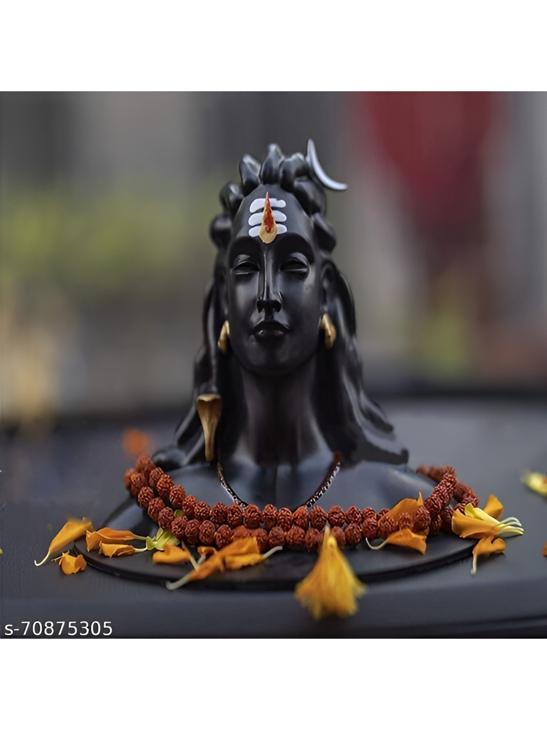Navyaksh Yogi Mala Black Metal Metallic Home Office Set of 2 Small Showpieces -