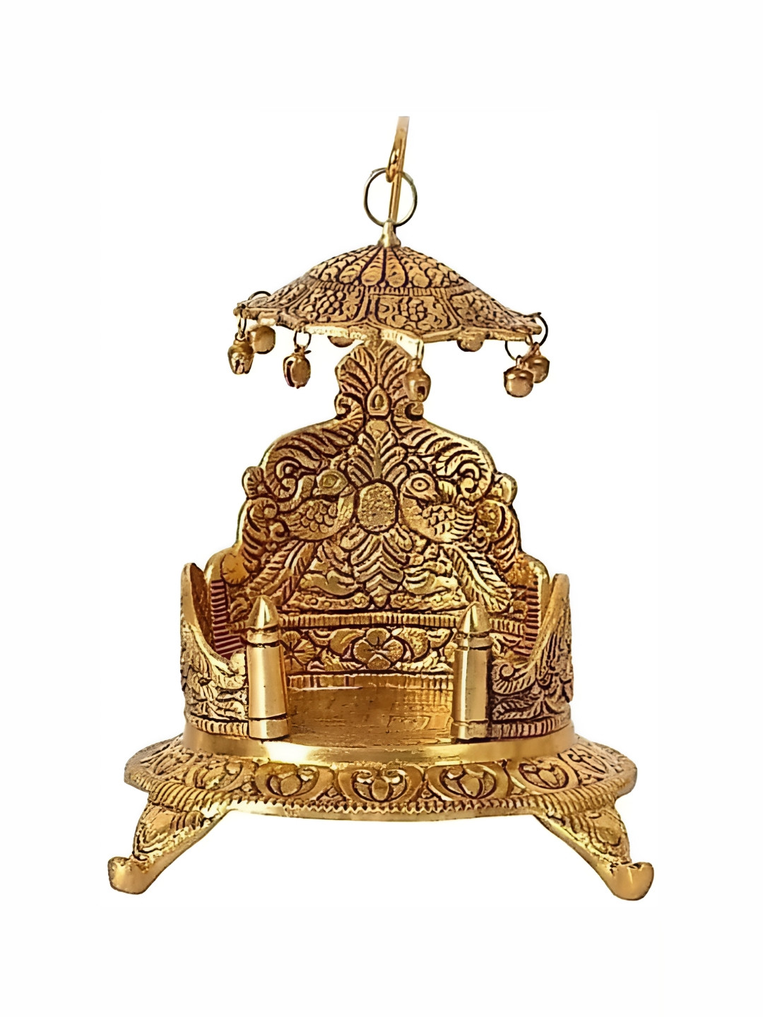 Navyaksh Simhasan Gold Metal Metallic Prayer Room Small Showpiece -