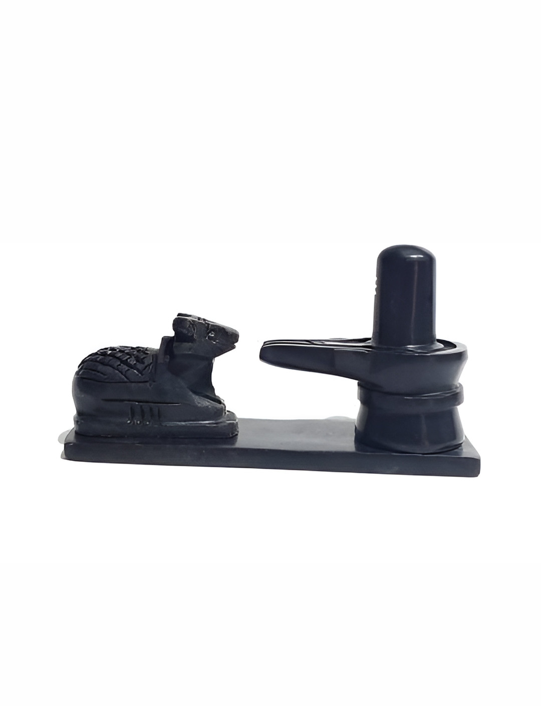 Navyaksh Nandi Shivling Plate Black Metal Metallic Prayer Room Tiny Showpiece -