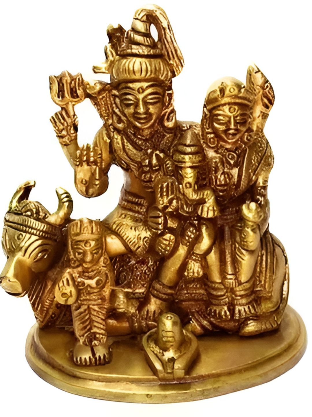 Navyaksh Shiv Parivaar Gold Brass Metallic Prayer Room Small Showpiece -