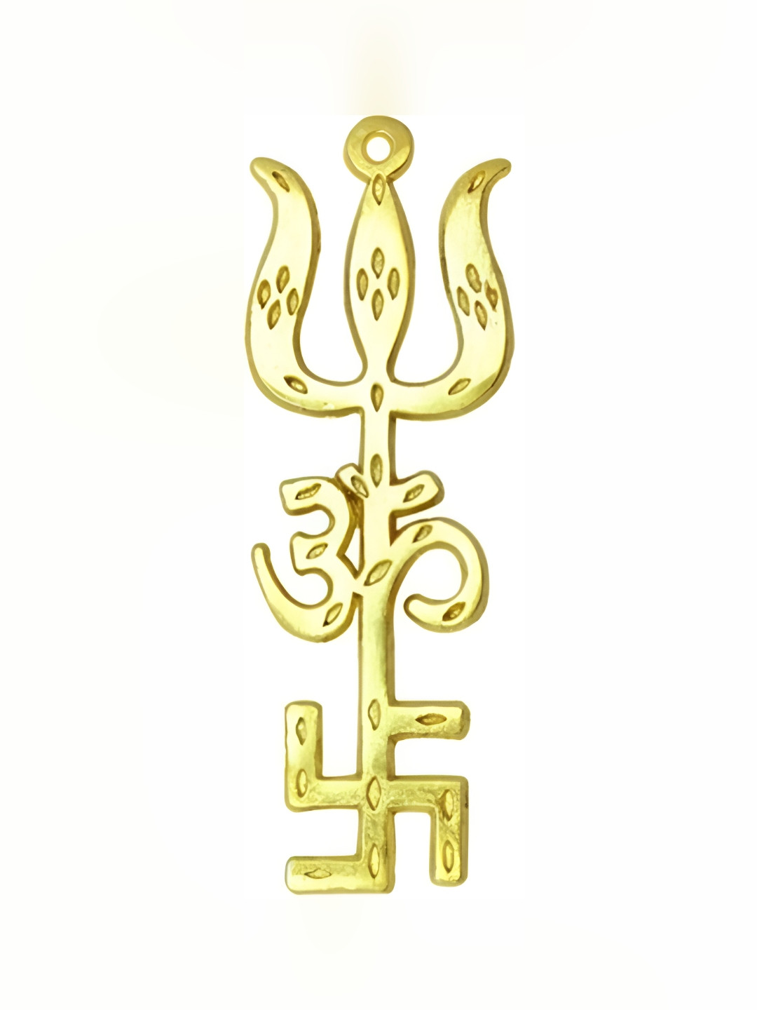 Navyaksh Trishakti Trishul Gold Brass Metallic Prayer Room Small Showpiece -