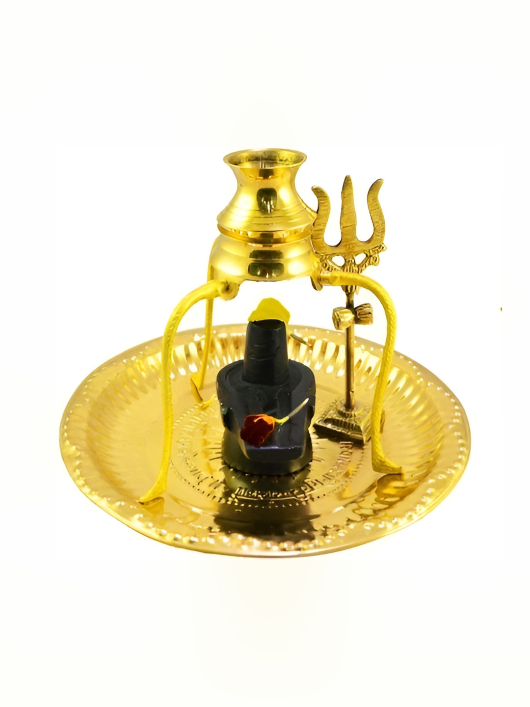 Navyaksh Shivling Gold Brass Metallic Study Room Set of 5 Small Showpieces -