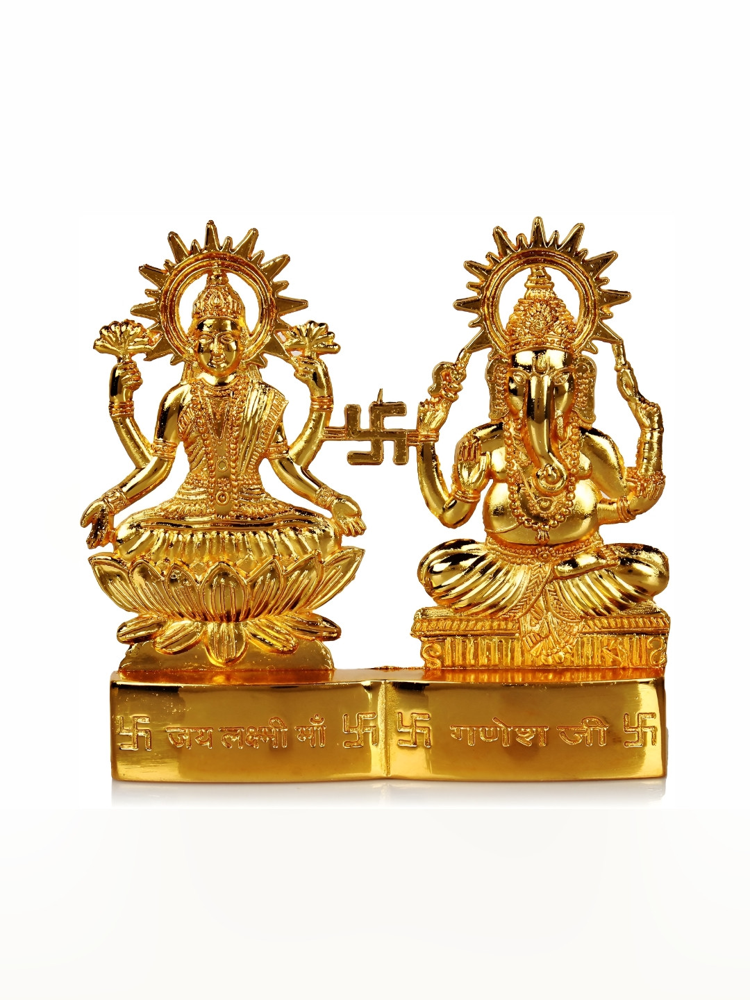 Navyaksh Laxmi Ganesh Gold Zinc Metallic Prayer Room Small Showpiece -