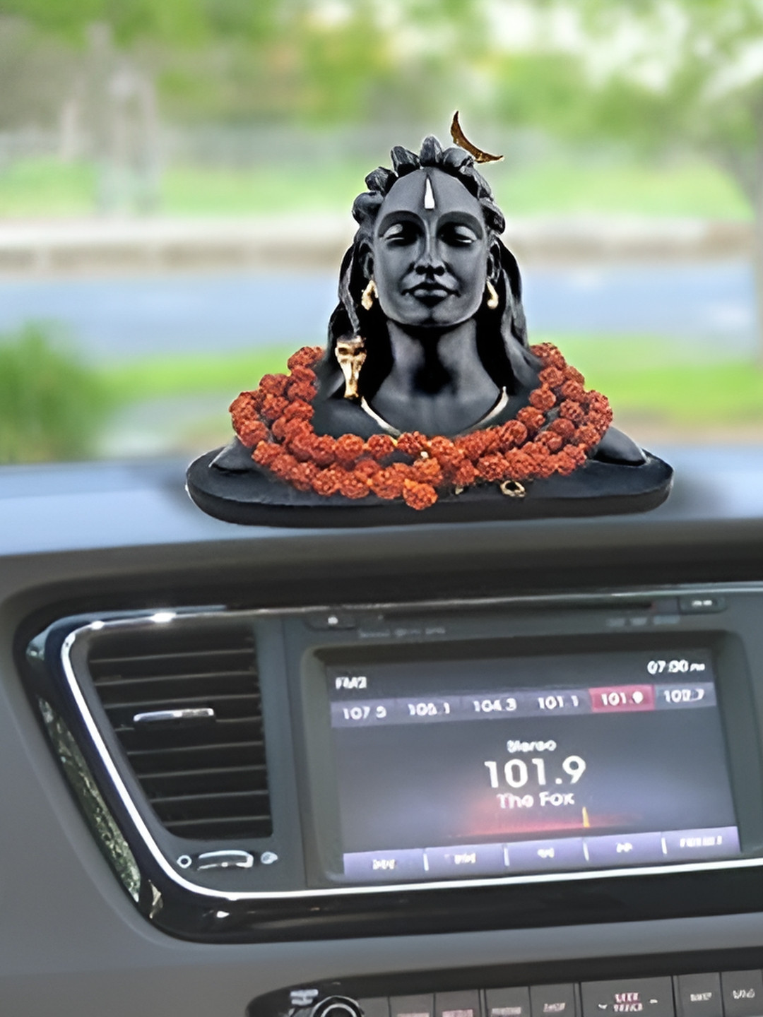 Navyaksh Yogi Rudraksh Mala Black Metal Metallic Prayer Room Set of 2 Small Showpieces -