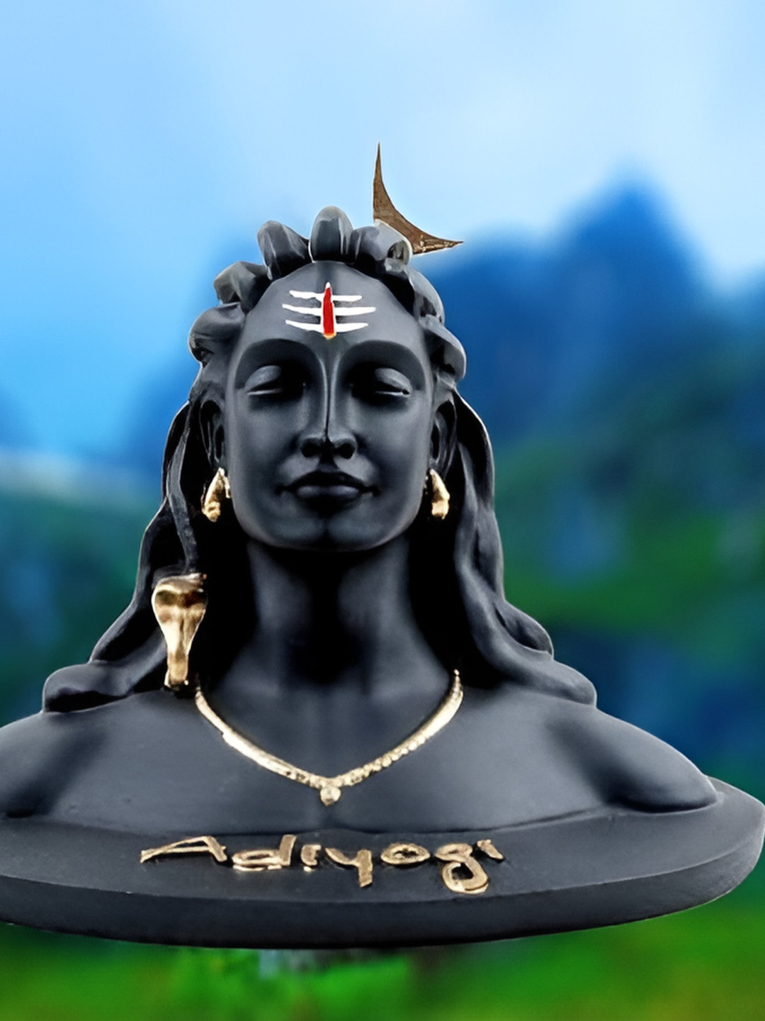 Navyaksh Yogi Black Polyresin Matte Prayer Room Tiny Showpiece -
