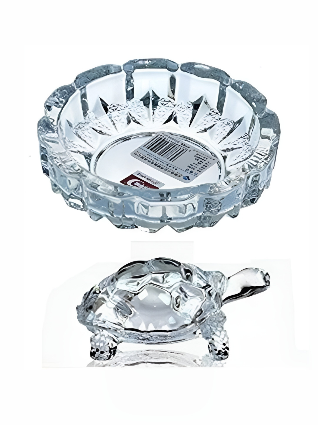Navyaksh Turtle Plate White Metal Metallic Prayer Room Set of 2 Small Showpieces - 5.5 Inches