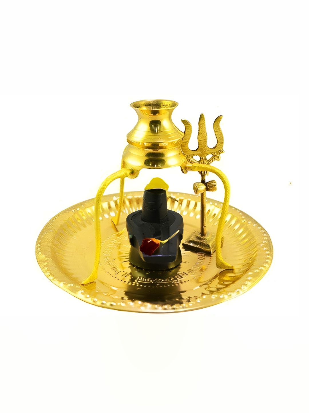 Navyaksh Tiphayee Gold Brass Metallic Prayer Room Set of 5 Medium Showpieces -
