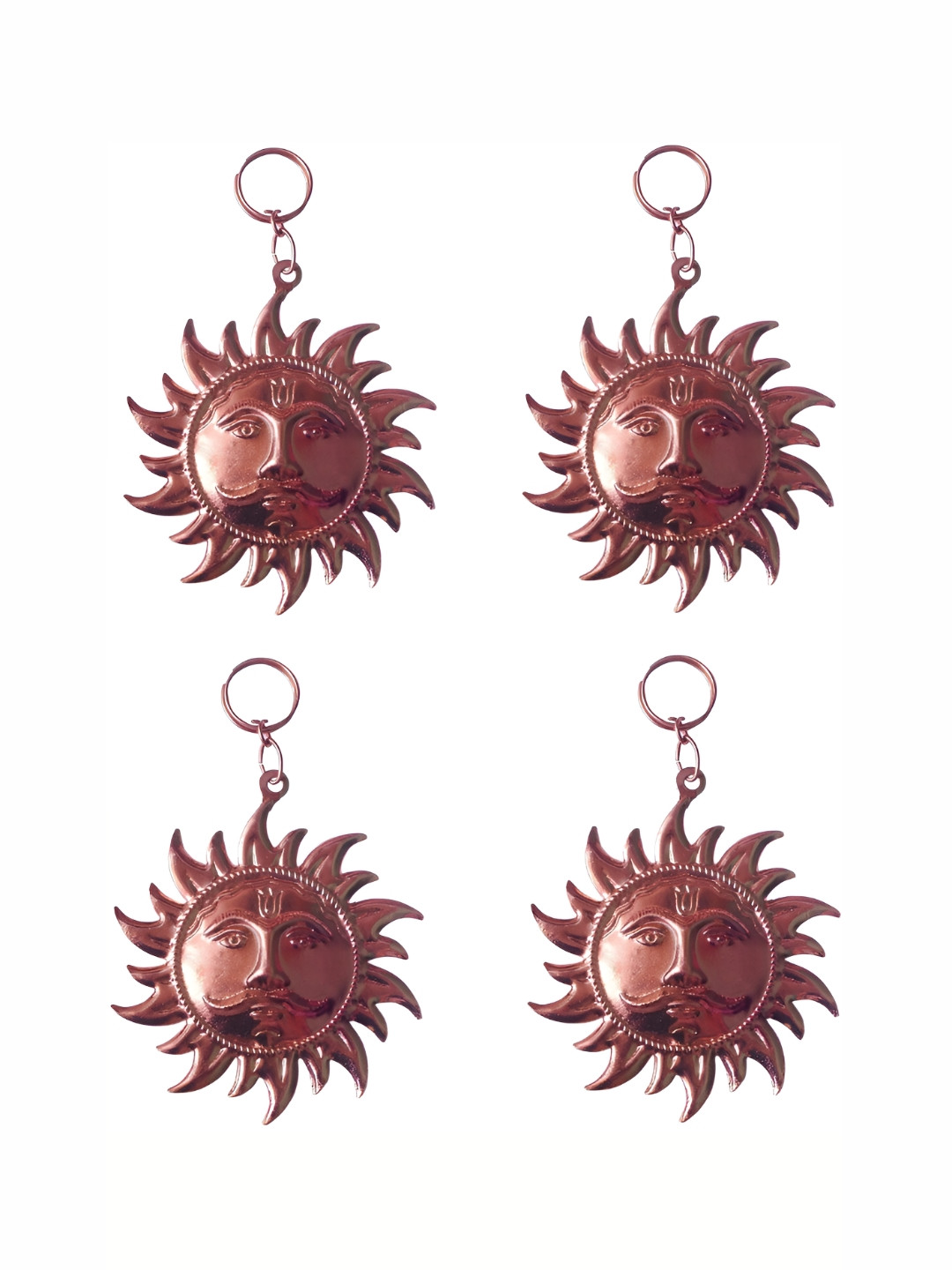 Navyaksh Suraj Copper Metal Living Room Set of 4 Small Showpieces - 4.1 Inches