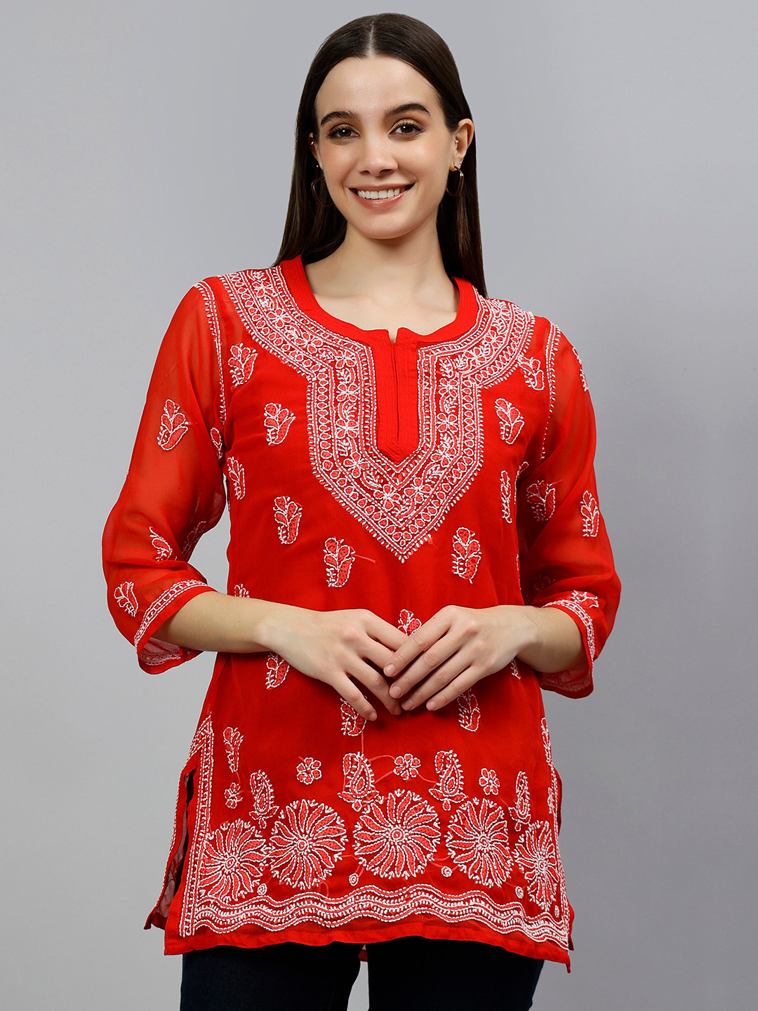 Seva Chikan Lucknowi Chikankari Kurti With Inner