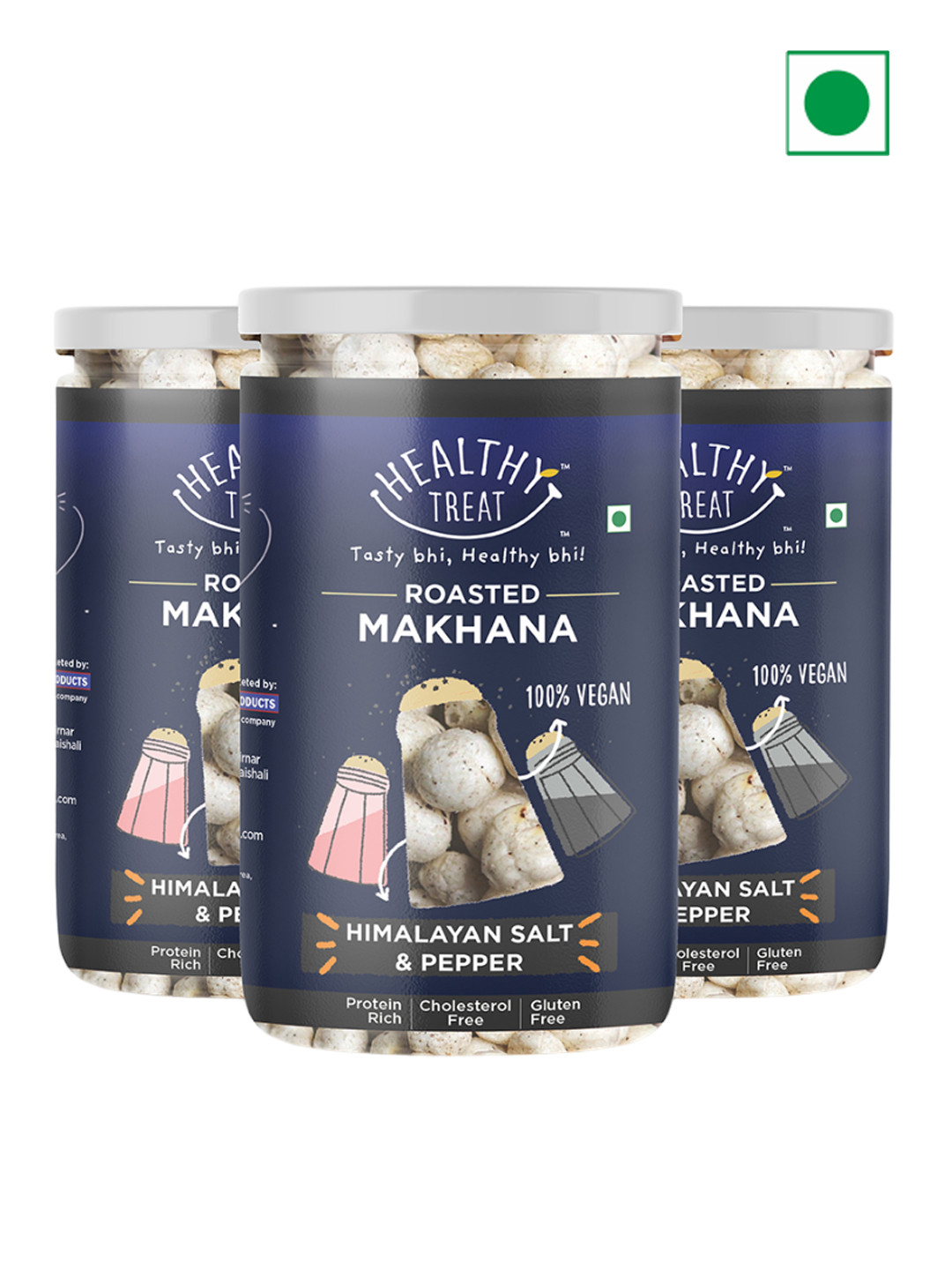 Healthy Treat Pack of 3 Roasted Makhana- Himalayan Salt And Black Pepper -210 gm