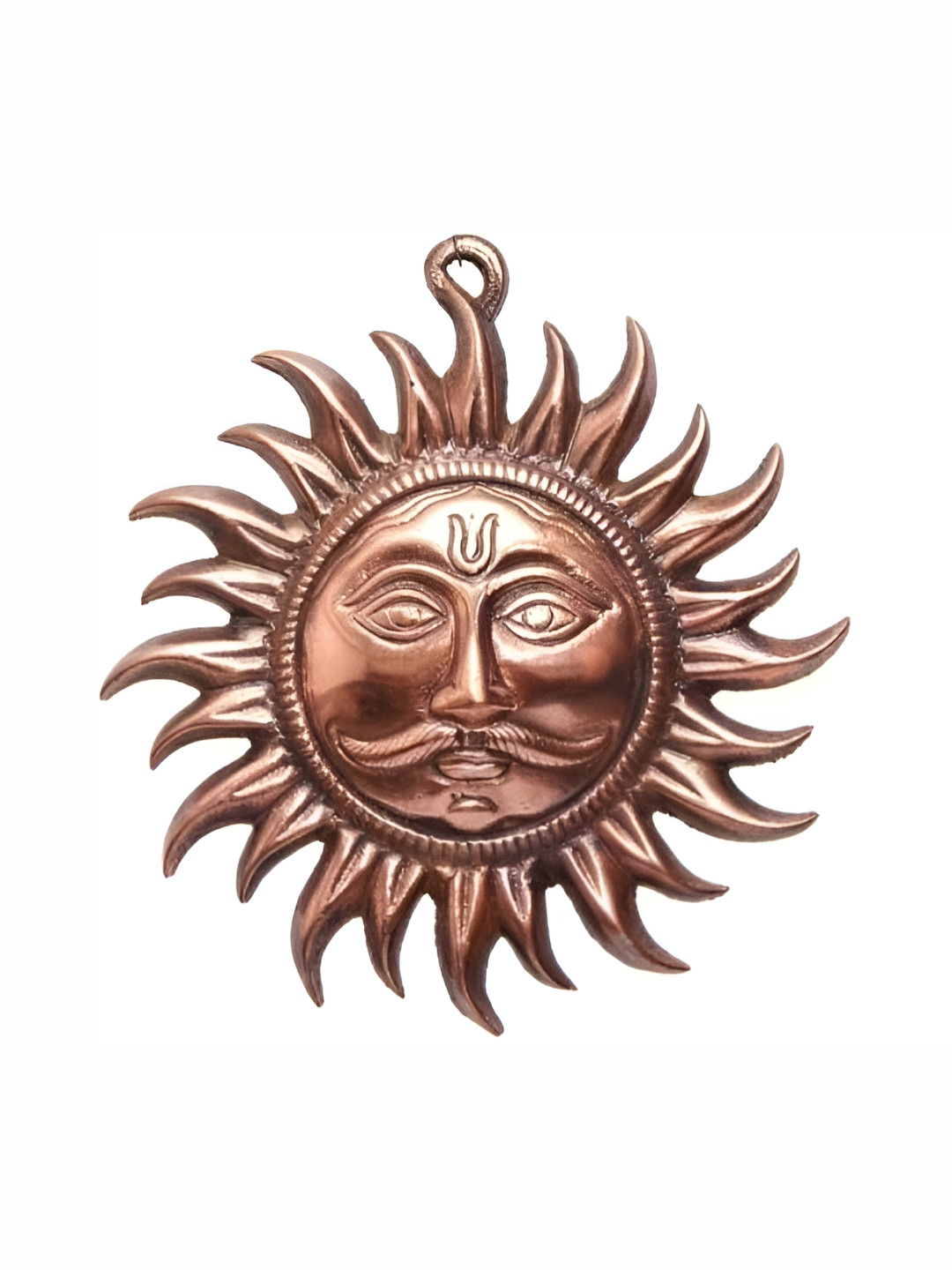 Navyaksh Suraj Copper Brass Metallic Prayer Room Tiny Showpiece - 10 Inches