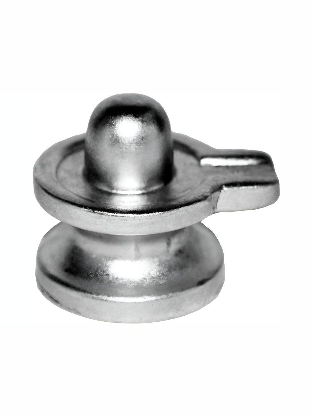 Navyaksh Para Shivling Silver Metallic Prayer Room Tiny Showpiece - 1 Inches