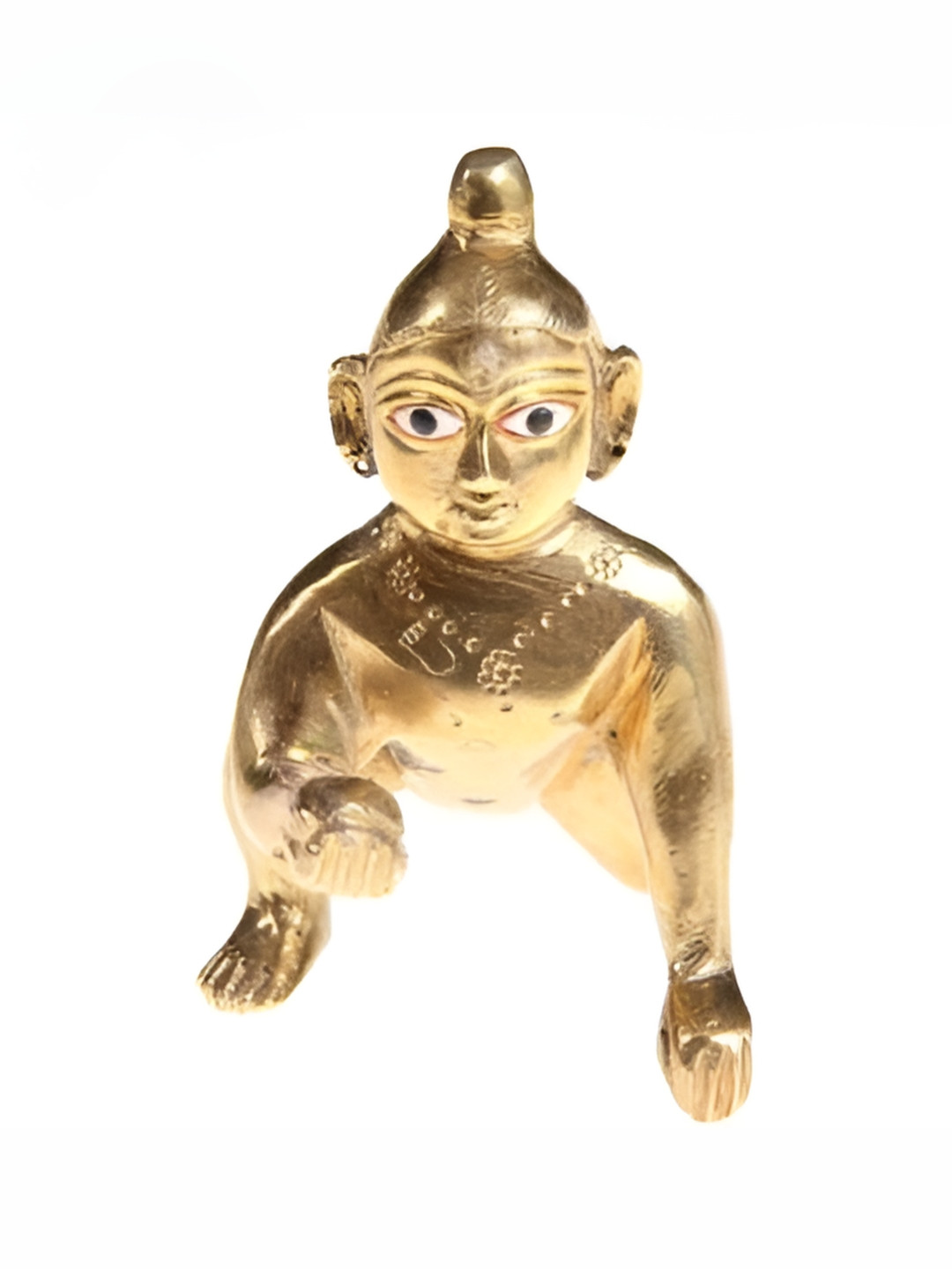 Navyaksh Laddoo Gopal Gold Metal Metallic Prayer Room Tiny Showpiece -