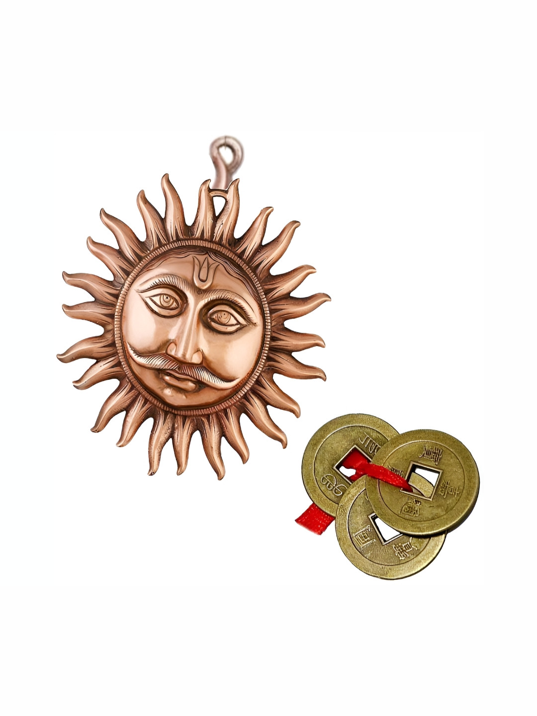 Navyaksh Brown Copper Prayer Room Set of 4 Tiny Showpieces -