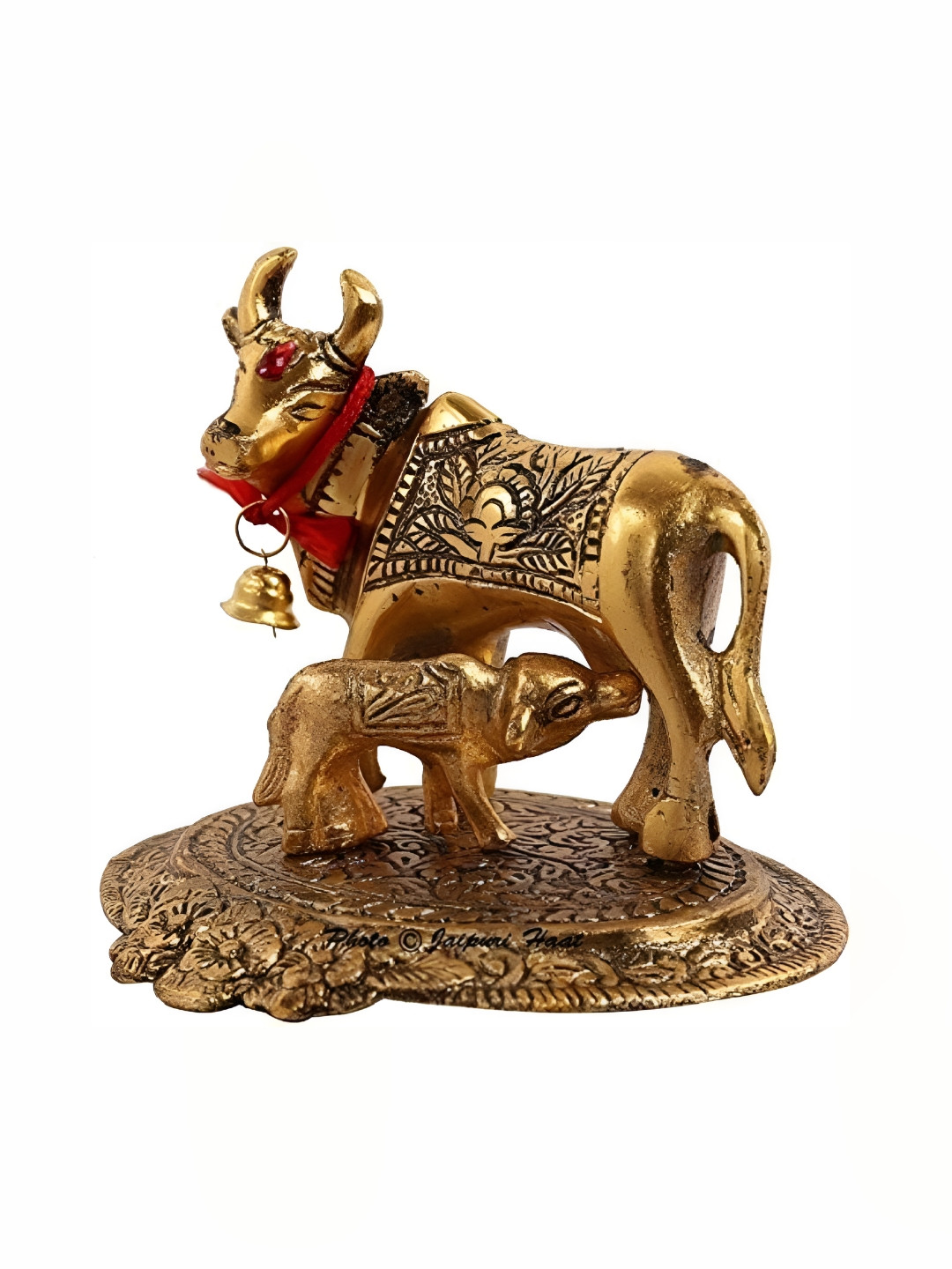 Navyaksh Cow Bachda Multicoloured Metal Metallic Living Room Tiny Showpiece -