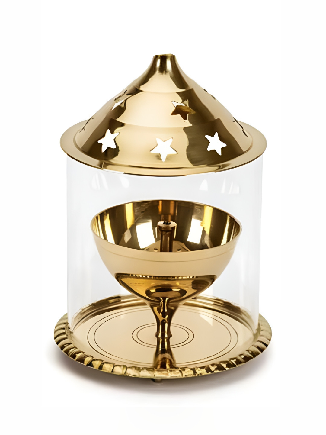 Navyaksh Akhand Diya Gold Brass Metallic Prayer Room Medium Showpiece -