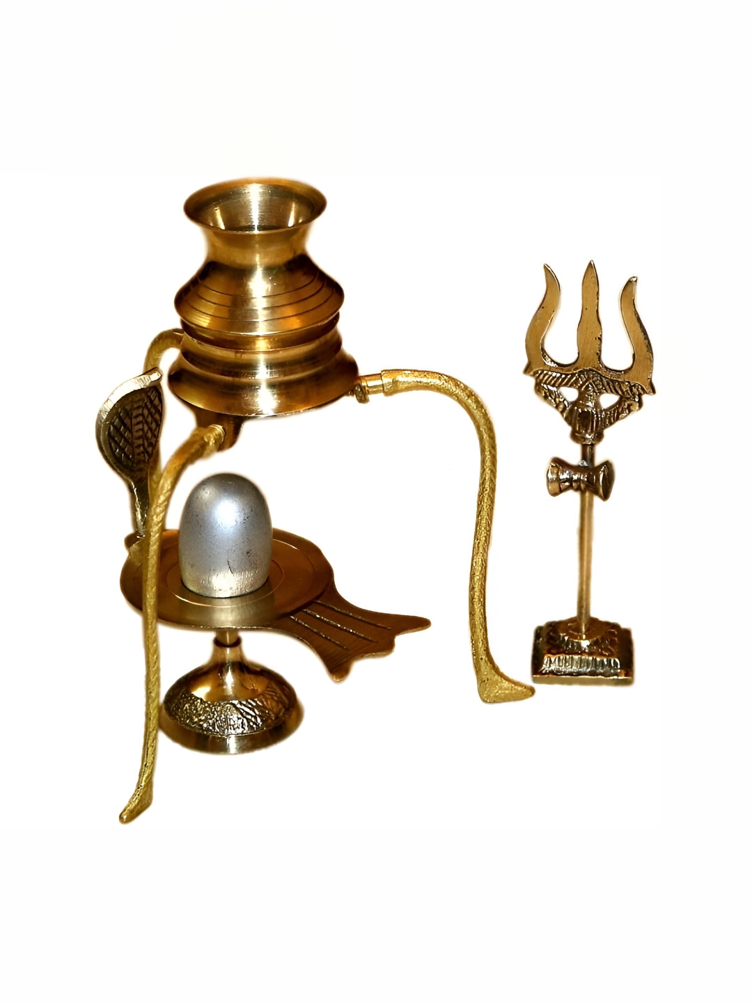 Navyaksh Tipahee, Jalheri, Para Pindi and Trishul Gold Brass Metallic Prayer Room Set of 5 Small Showpieces -