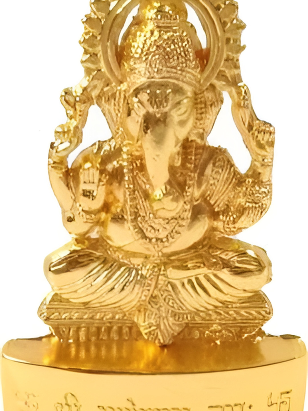 Navyaksh Ganesh Ji Gold Brass Metallic Prayer Room Small Showpiece - 2.6 Inches