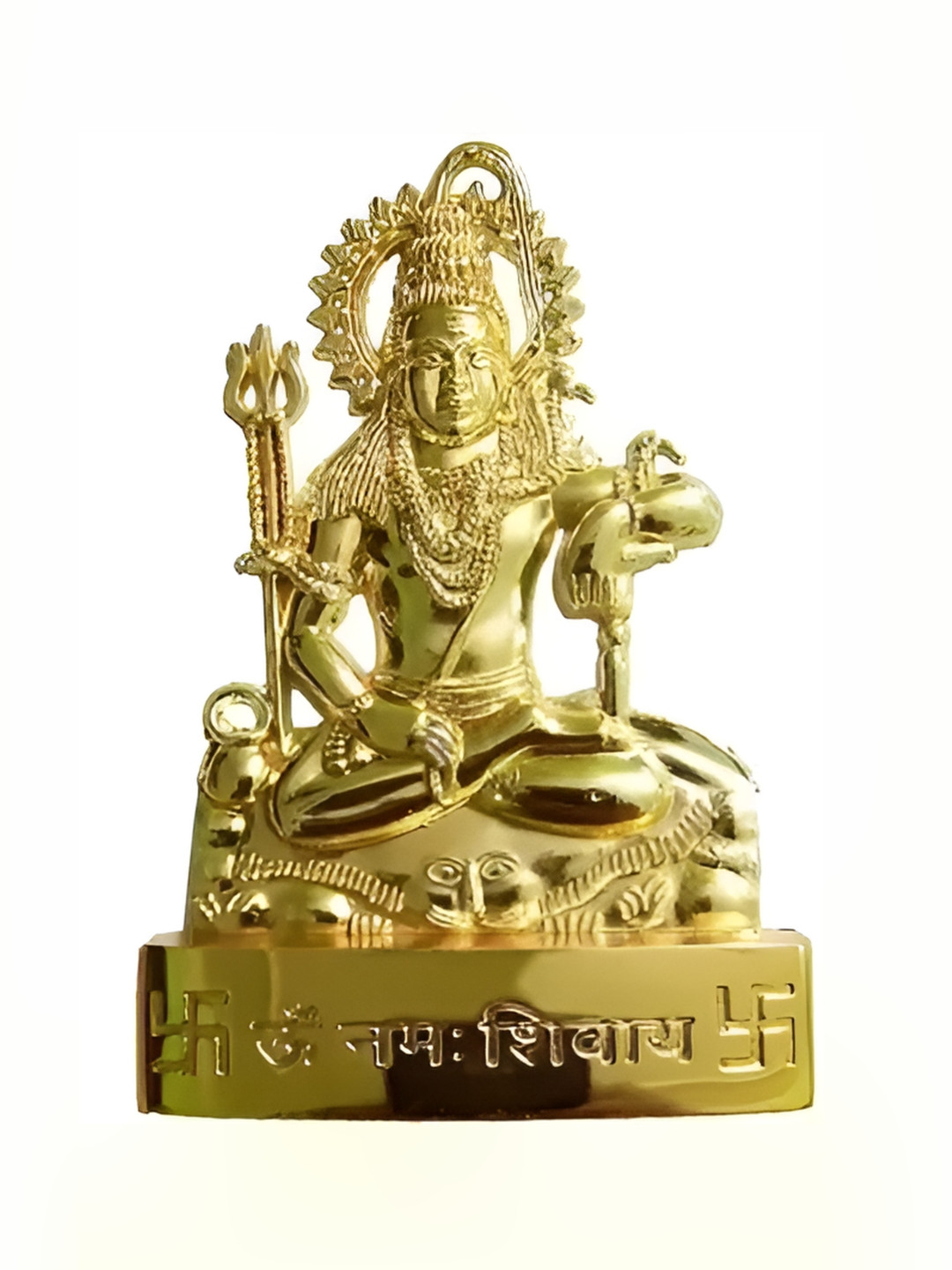 Navyaksh Shankar Ji Gold Brass Metallic Prayer Room Small Showpiece - 4.3 Inches