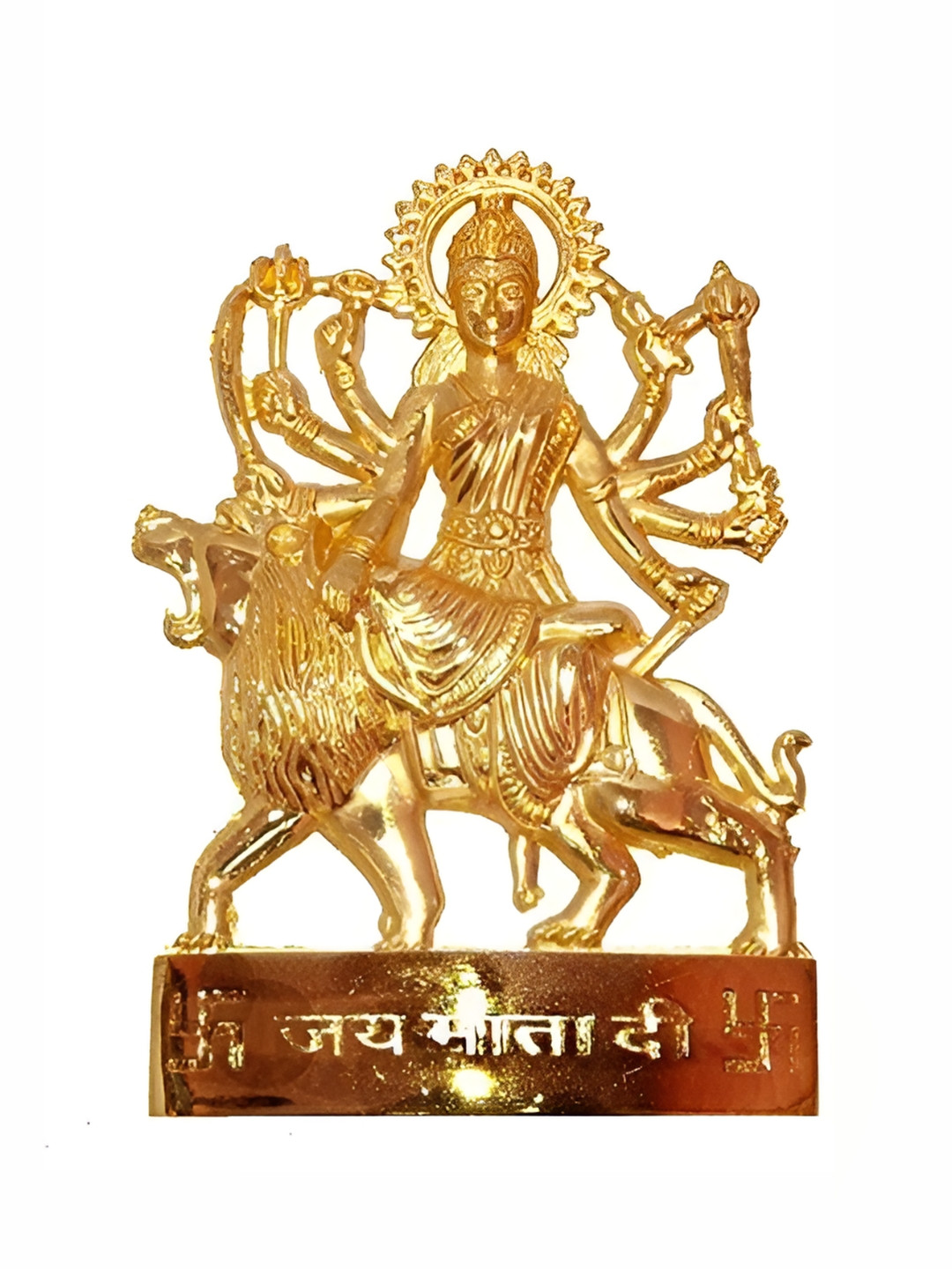 Navyaksh Durga Yellow Brass Metallic Prayer Room Small Showpiece -