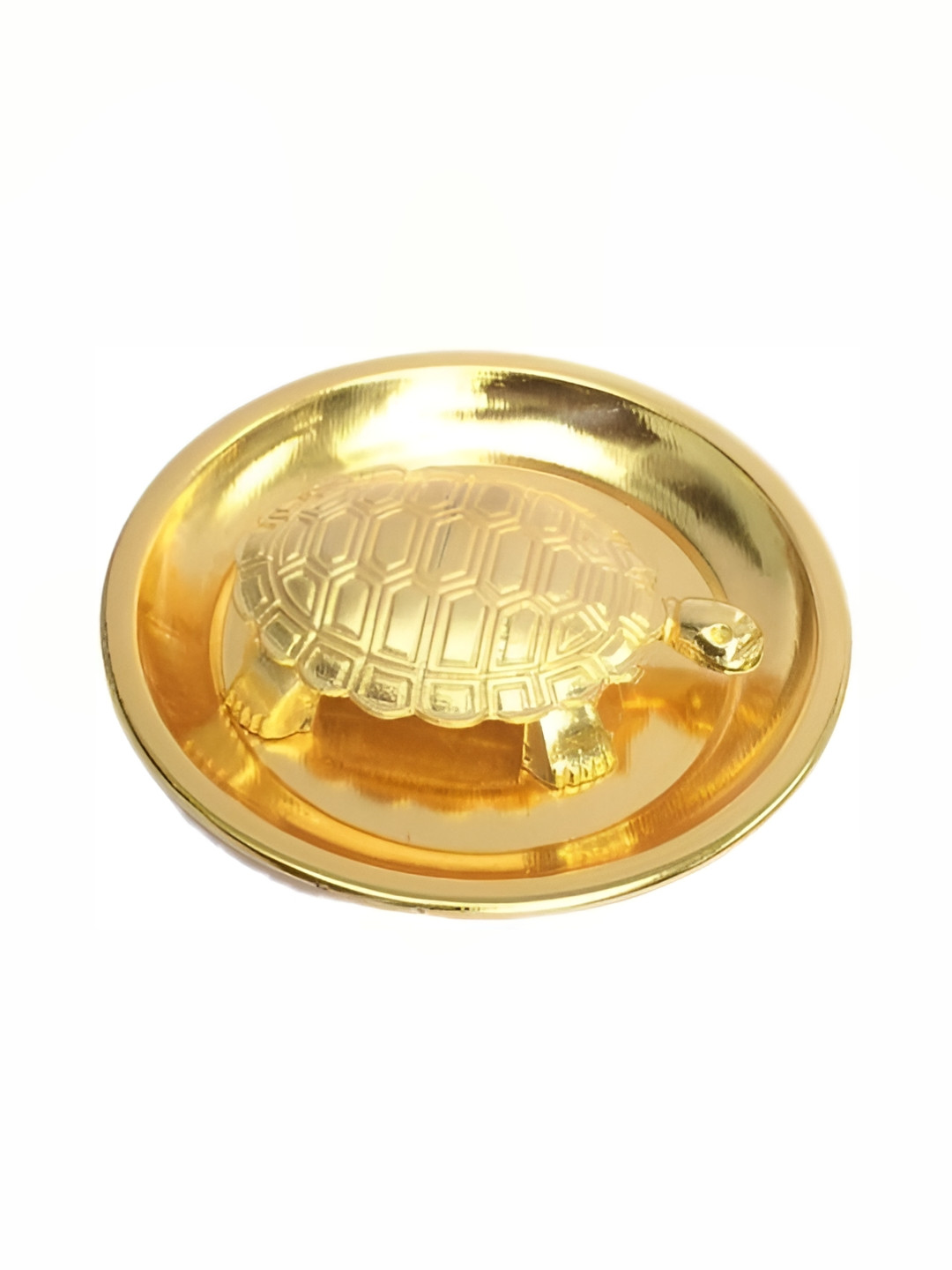 Navyaksh Kachua Plate Gold Brass Metallic Prayer Room Set of 2 Tiny Showpieces -