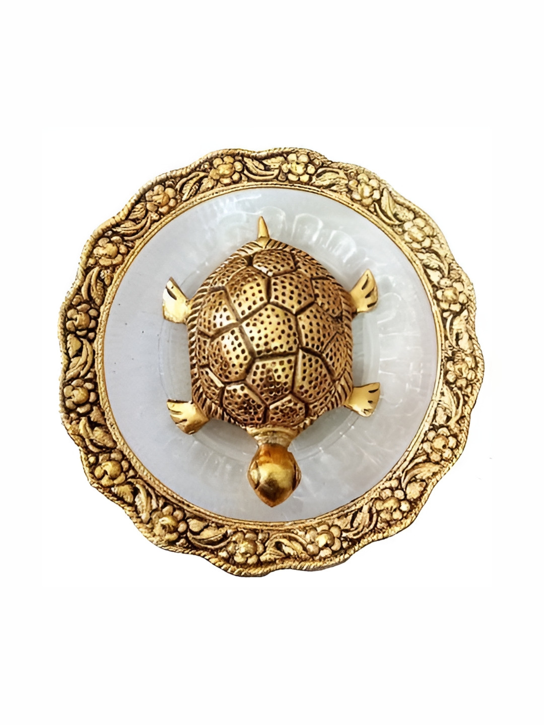 Navyaksh Gold Brass Metallic Prayer Room Set of 2 Small Showpieces -