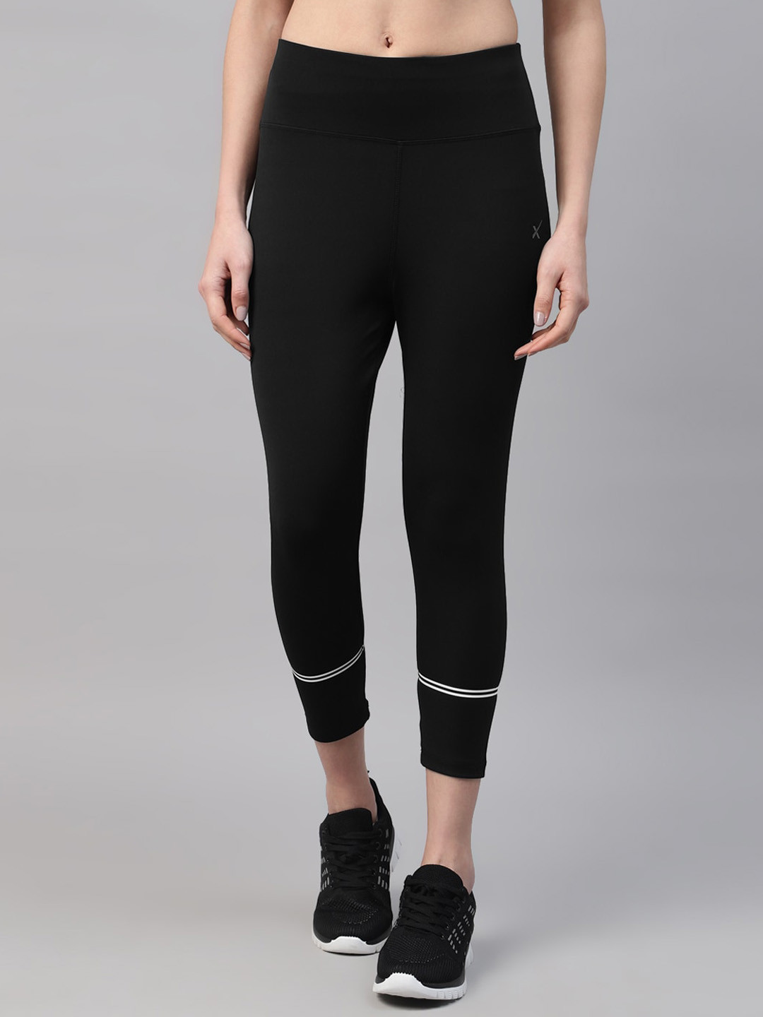 HRX by Hrithik Roshan Black Women High-Rise Cropped Training Tights