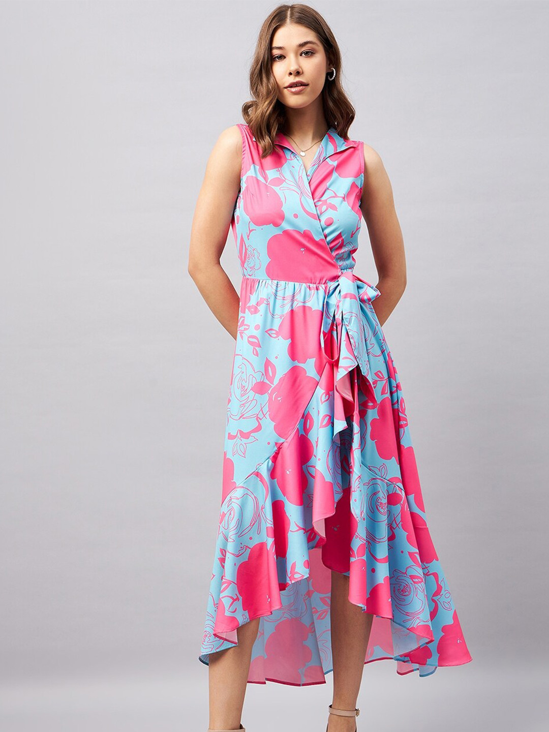 Orchid Hues Floral Print Midi Dress