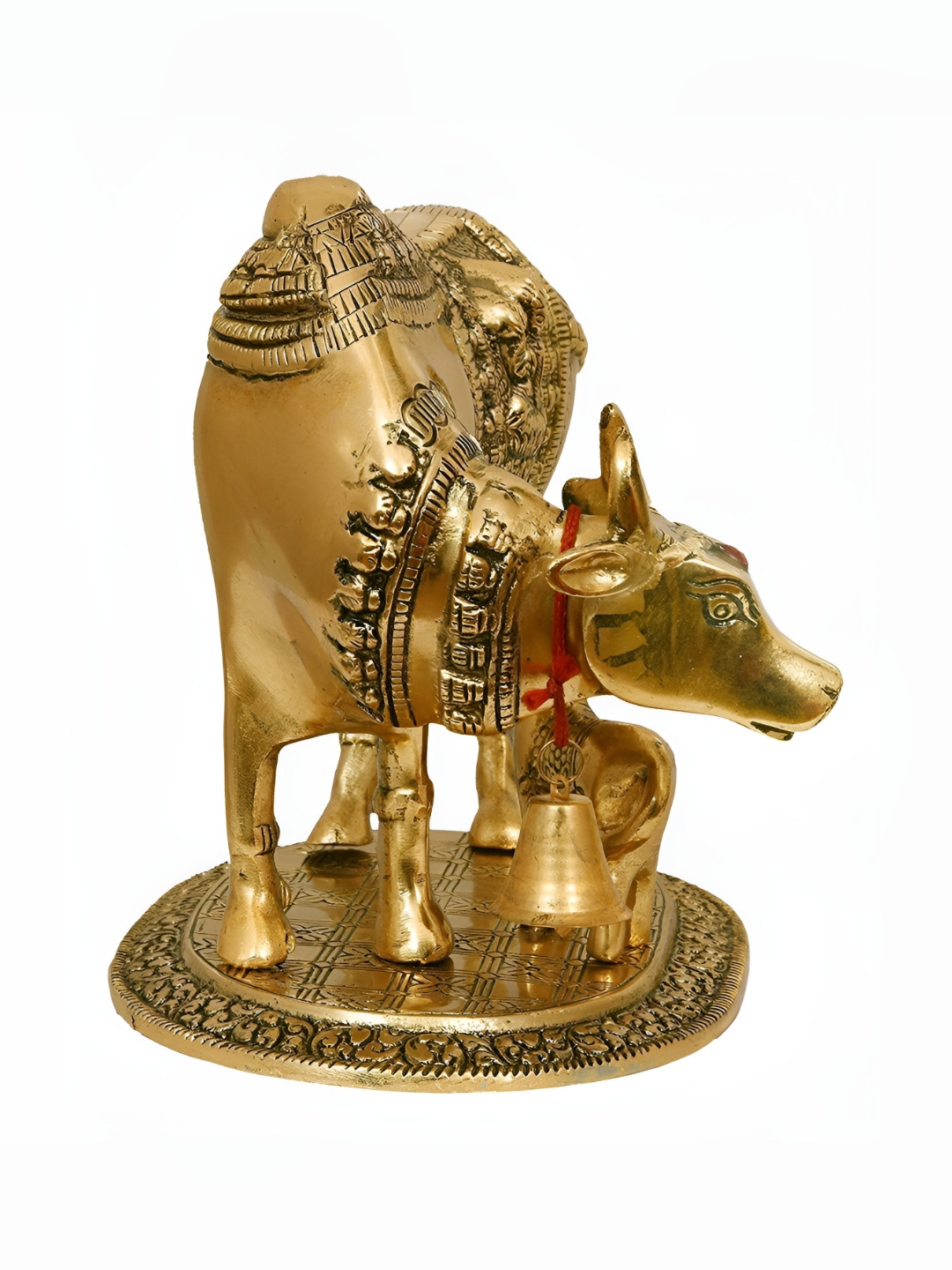 Navyaksh Cow Bachda Gold Metal Metallic Living Room Small Showpiece -