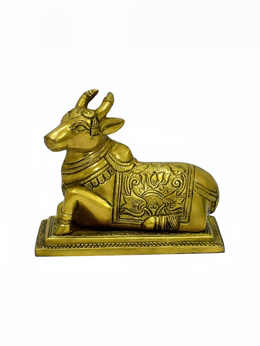Navyaksh Nandi Gold Brass Metallic Prayer Room Tiny Showpiece -